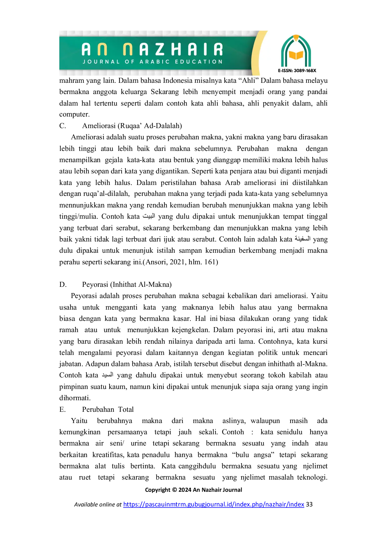 JURIS Analisis Perubahan Makna Dalam Ilmu Semantik