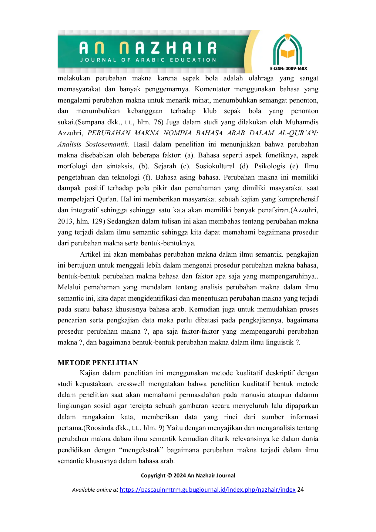 JURIS Analisis Perubahan Makna Dalam Ilmu Semantik