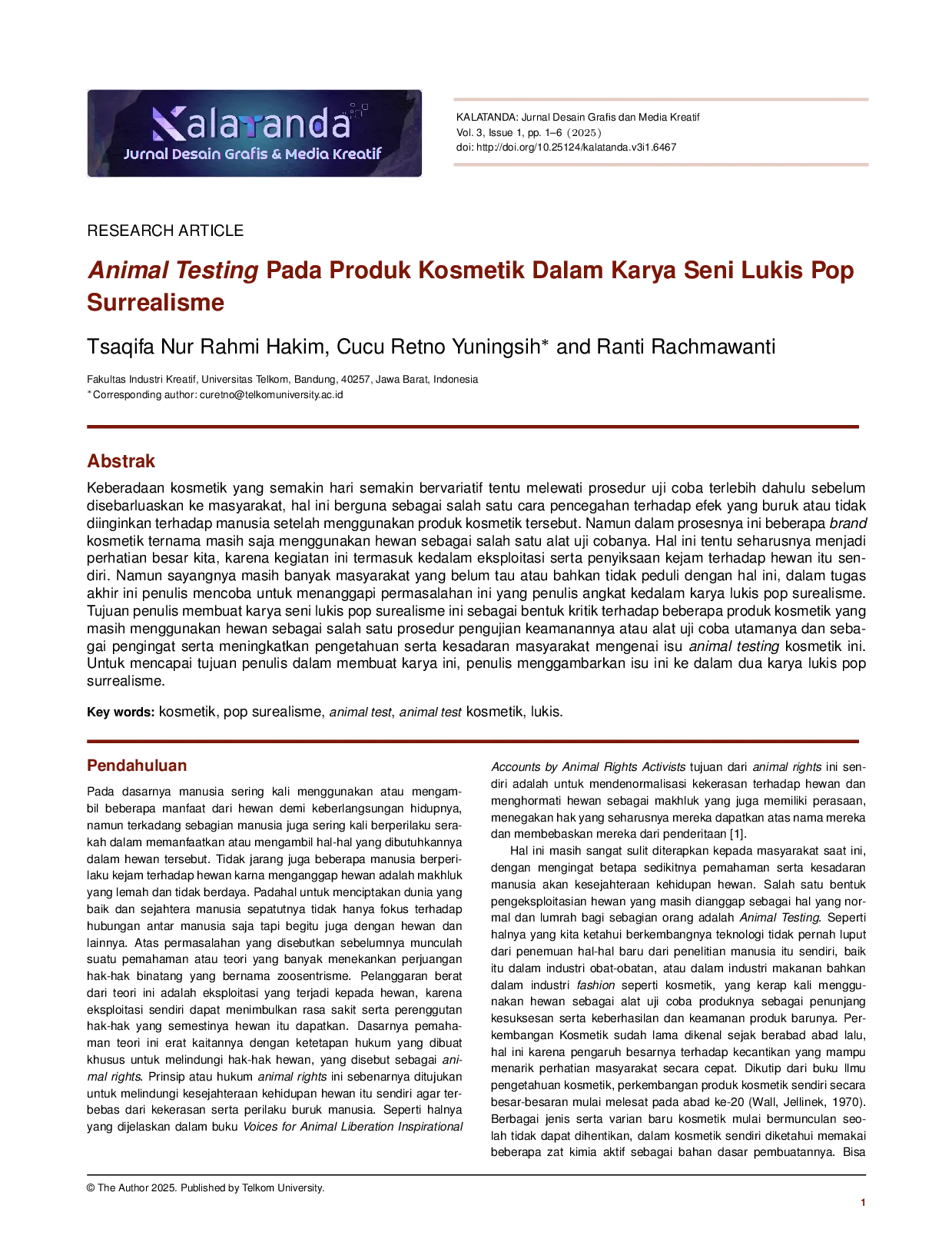 JURIS Animal Testing pada Produk Kosmetik dalam Karya Seni Lukis Pop Surrealisme