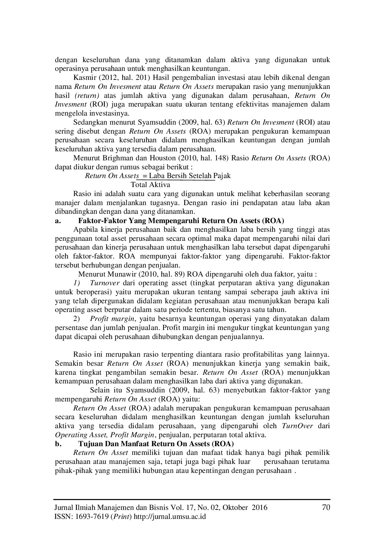 JURIS Pengaruh Receivable Turn Over Dan Debt To Asset Ratio DAR Terhadap Return On Asset ROA Pada Perusahaan Pertanian Yang Terdaftar Di Bursa Efek Indonesia BEI