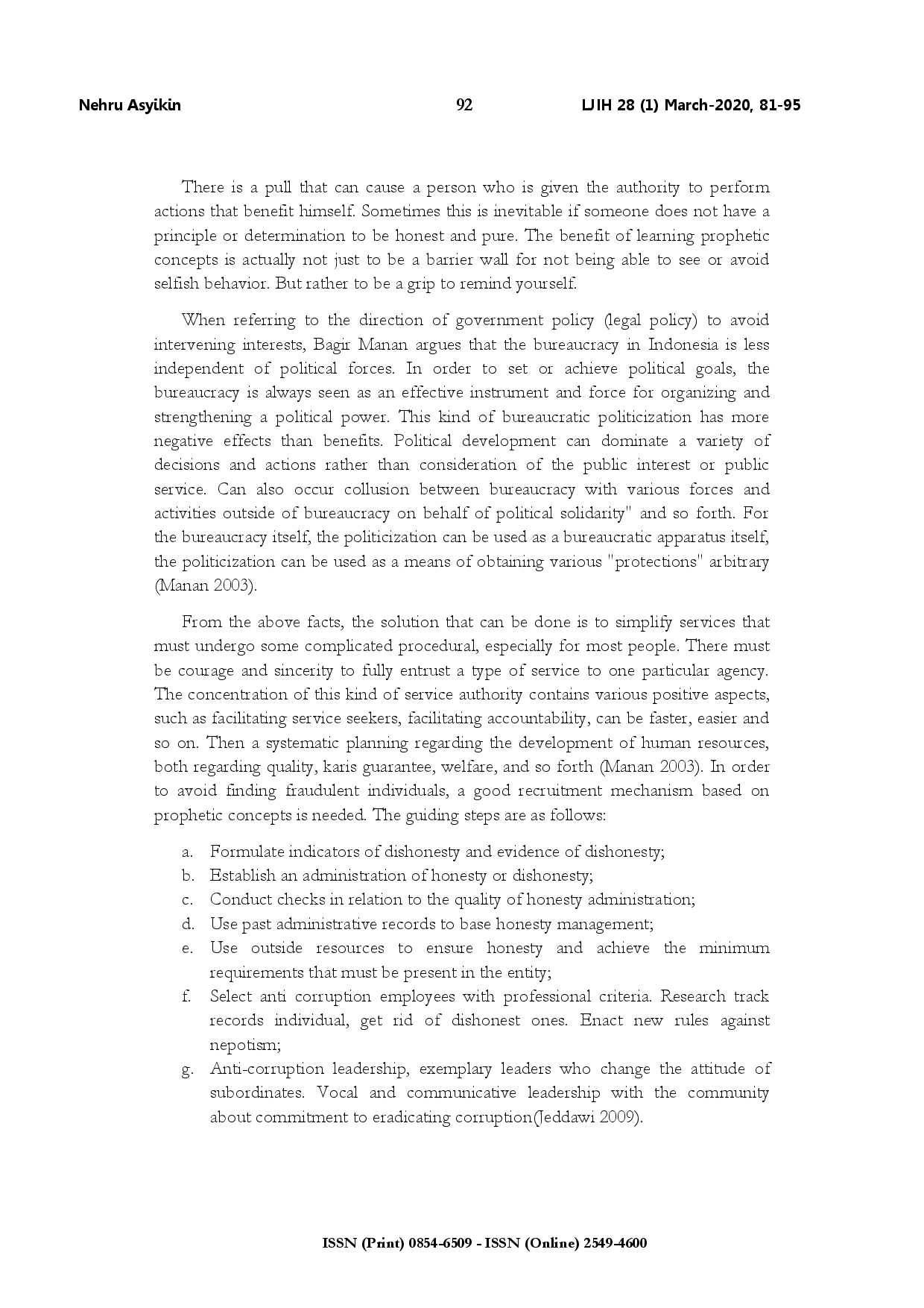 juris Legal politics of bureaucratic reform in really good governance according to prophetical law