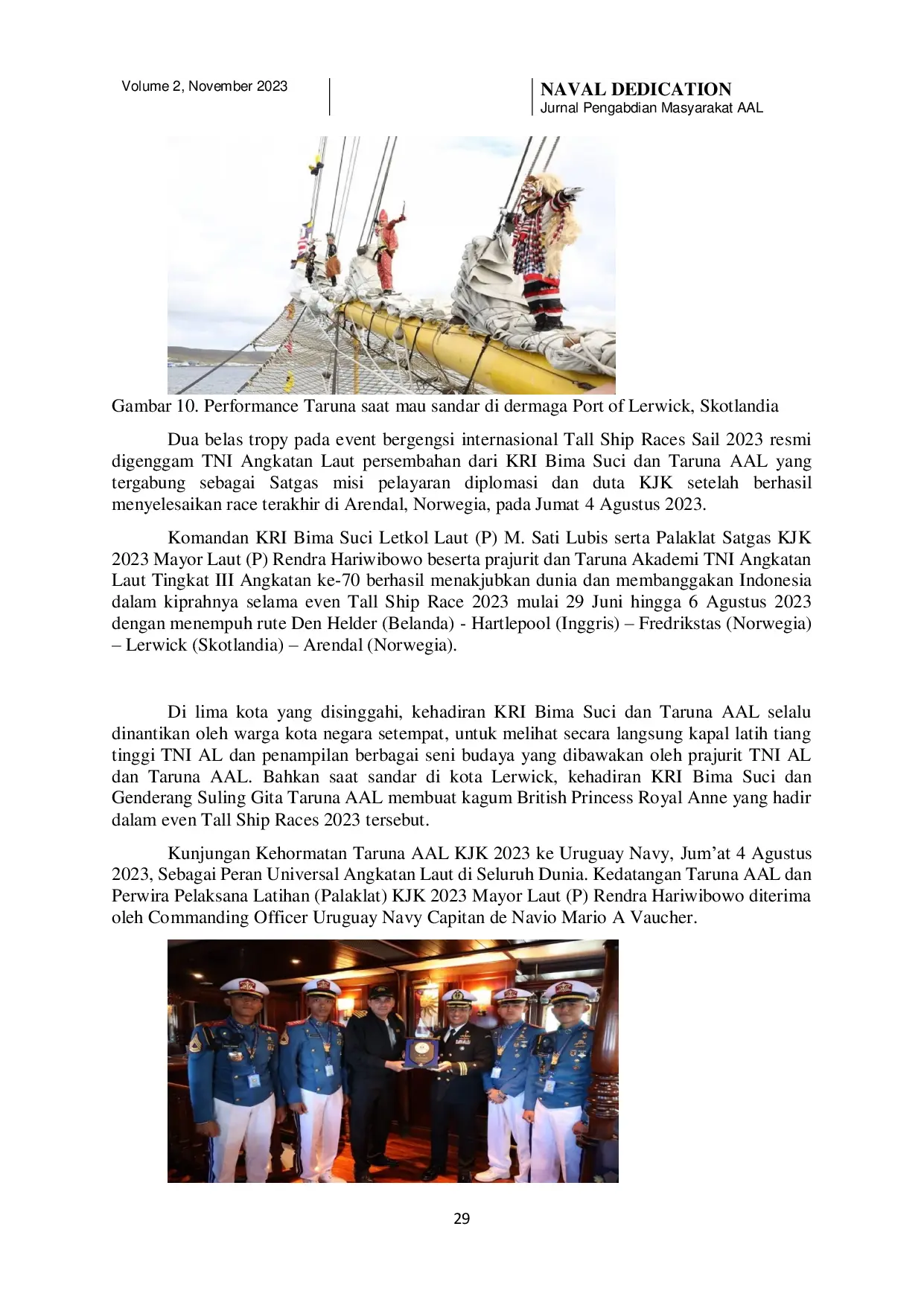 JURIS Kartika Jala Krida Taruna AAL 2023 dengan KRI Bima Suci dalam International Tall Ship Race