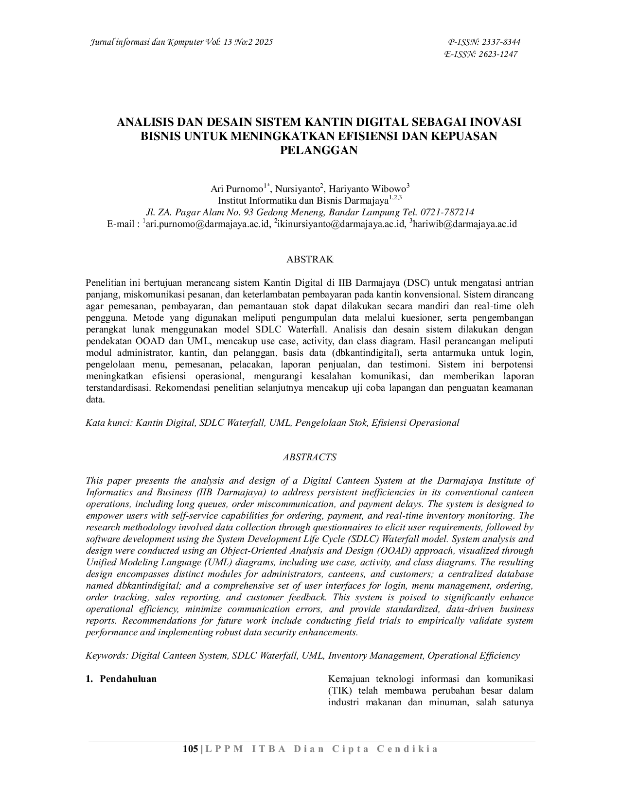 JURIS Analisis Dan Desain Sistem Kantin Digital Sebagai Inovasi Bisnis Untuk Meningkatkan Efisiensi Dan Kepuasan Pelanggan
