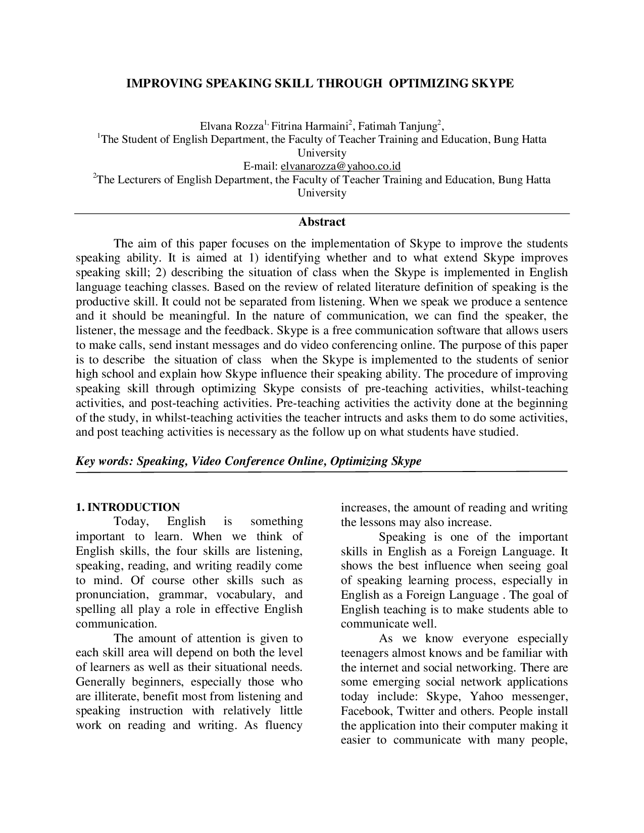 JURIS Improving Speaking Skill Through Optimizing Skype