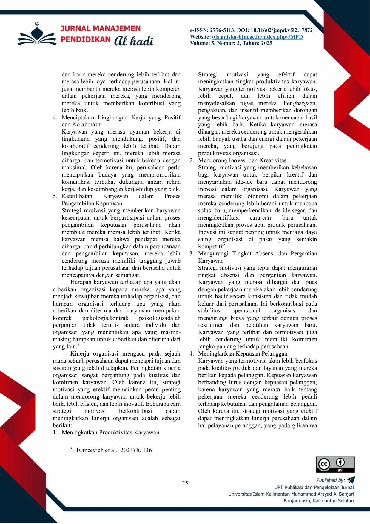 JURIS Pengaruh Strategi Motivasi Terhadap Keterlibatan Karyawan Dan Kinerja Organisasi