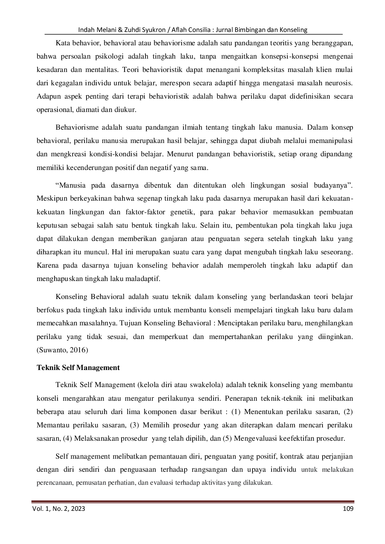 JURIS Penerapan Konseling Behavioral Dengan Teknik Self Management Untuk Meningkatkan Kedisiplinan Santri Di Pondok Pesantren