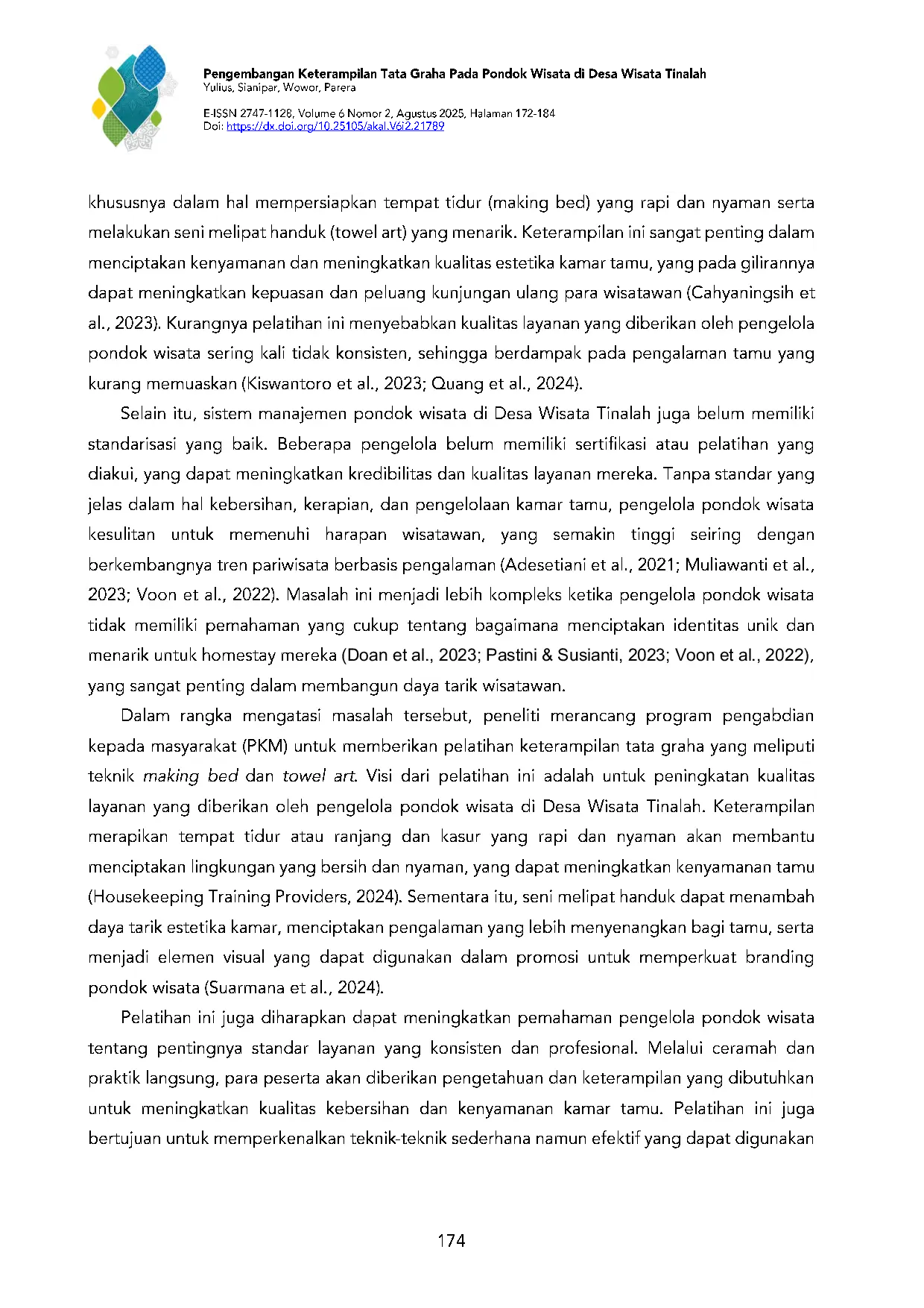 JURIS Pengembangan Keterampilan Tata Graha Pada Pondok Wisata Di Desa Wisata Tinalah