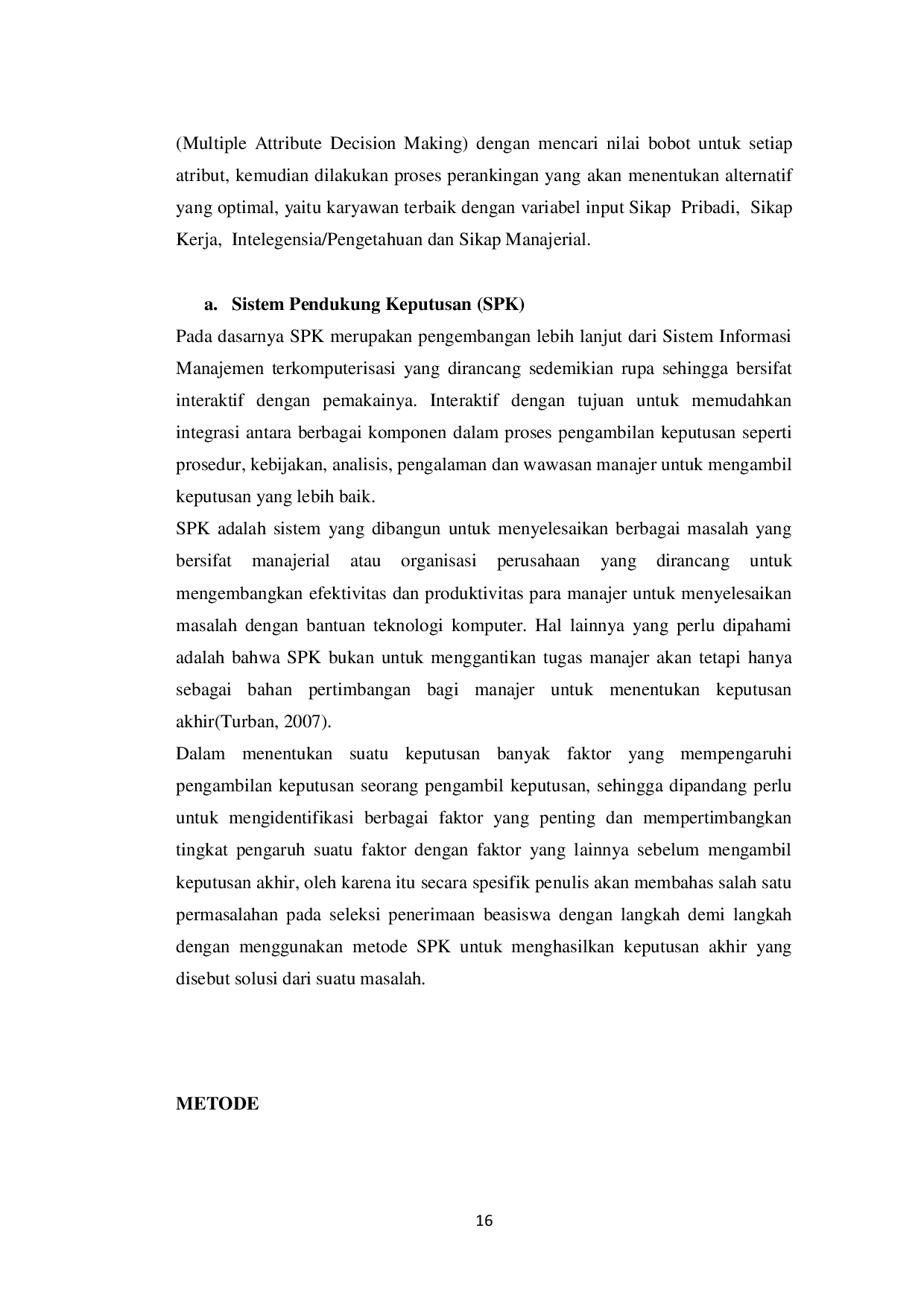 JURIS Decision Support System Penentuan Pegawai Terbaik Dengan Metode SAW Studi Kasus Universitas Banten Jaya