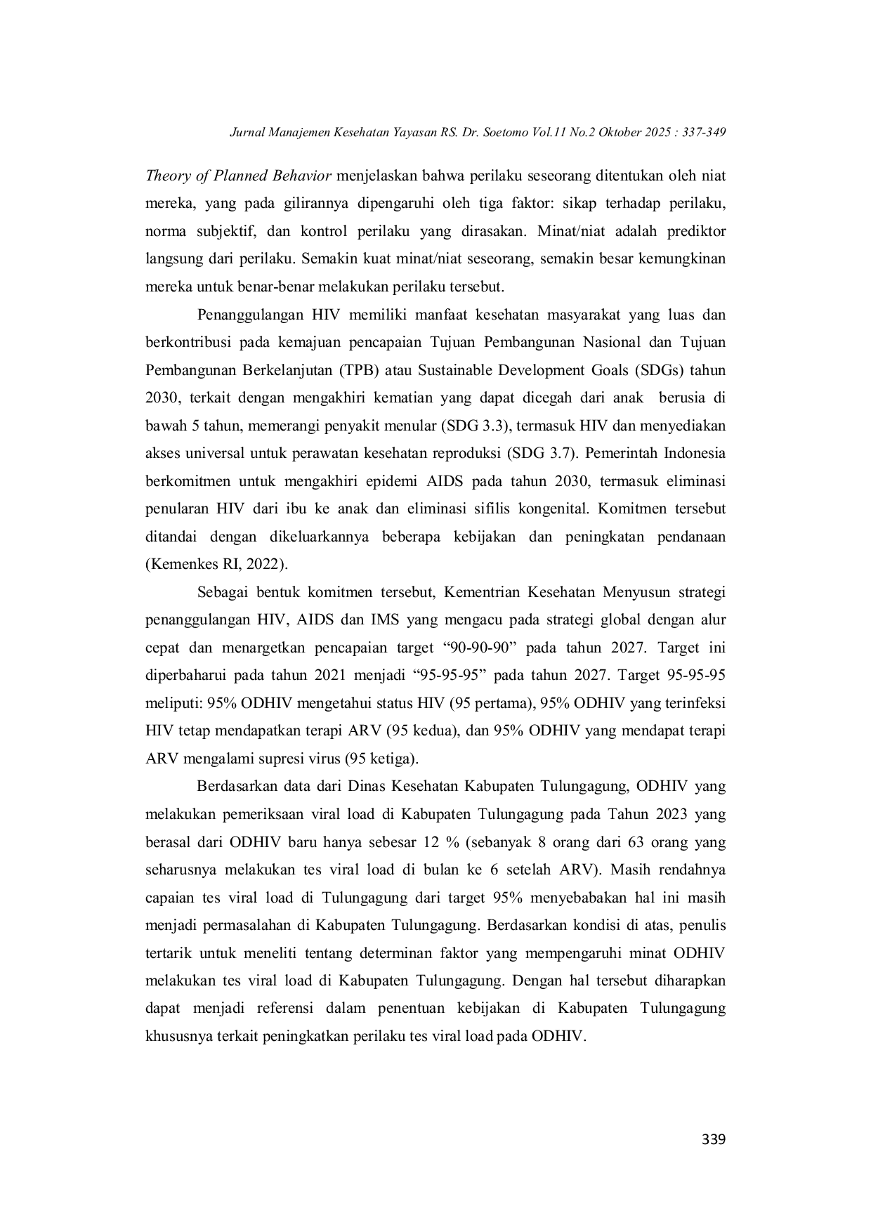 JURIS Determinan Yang Mempengaruhi Minat ODHIV Melakukan Tes Viral Load Di Kabupaten Tulungagung