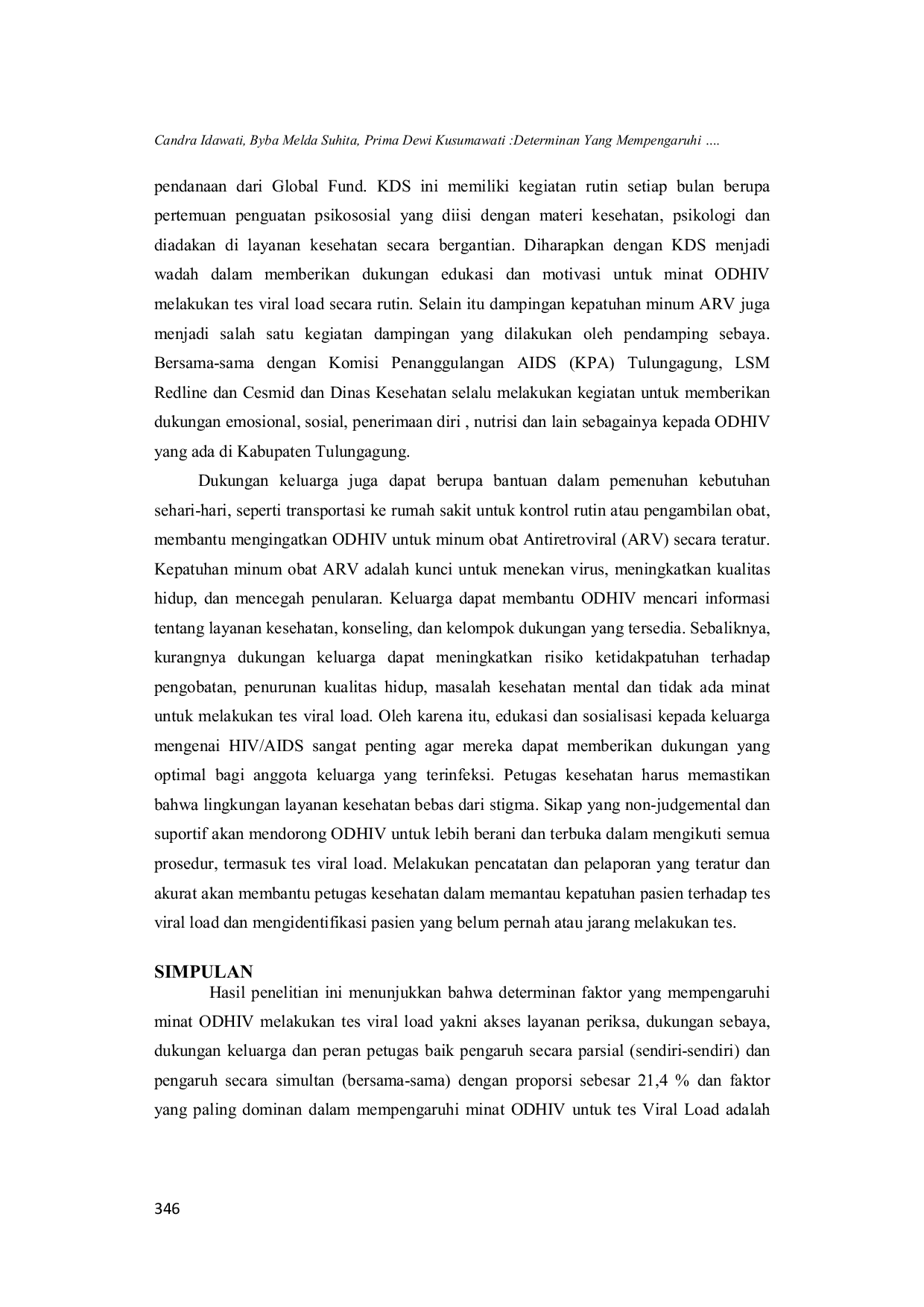 JURIS Determinan Yang Mempengaruhi Minat ODHIV Melakukan Tes Viral Load Di Kabupaten Tulungagung