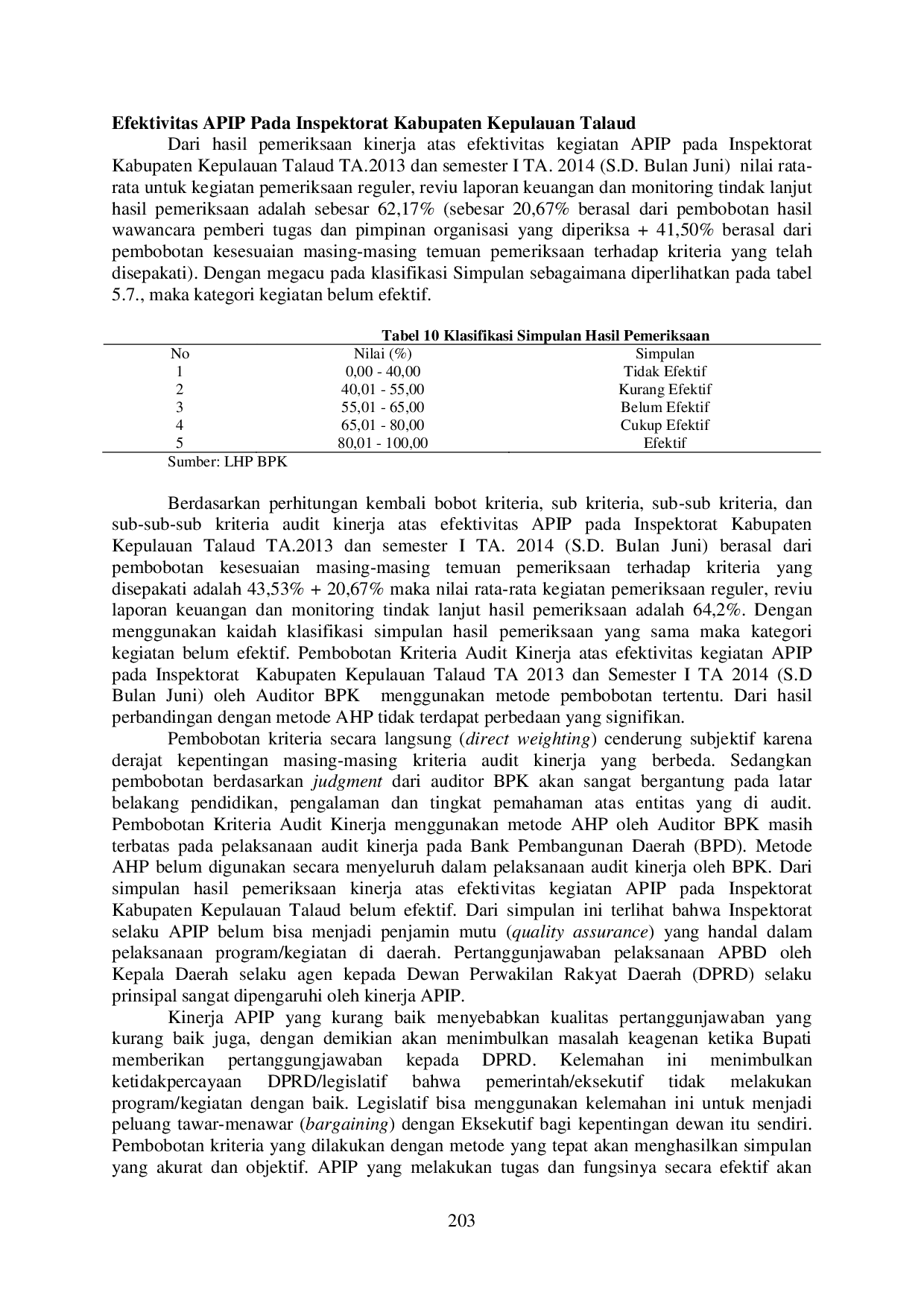 JURIS Studi Komparatif Pembotongan Kriteria Audit Kinerja Auditor Badan Pemeriksa Keuangan Dengan Pembotongan Menggunakan Metode Analytical Hierarchy Process Studi Kasus Pada Inspektorat Kabupaten Kepulaua