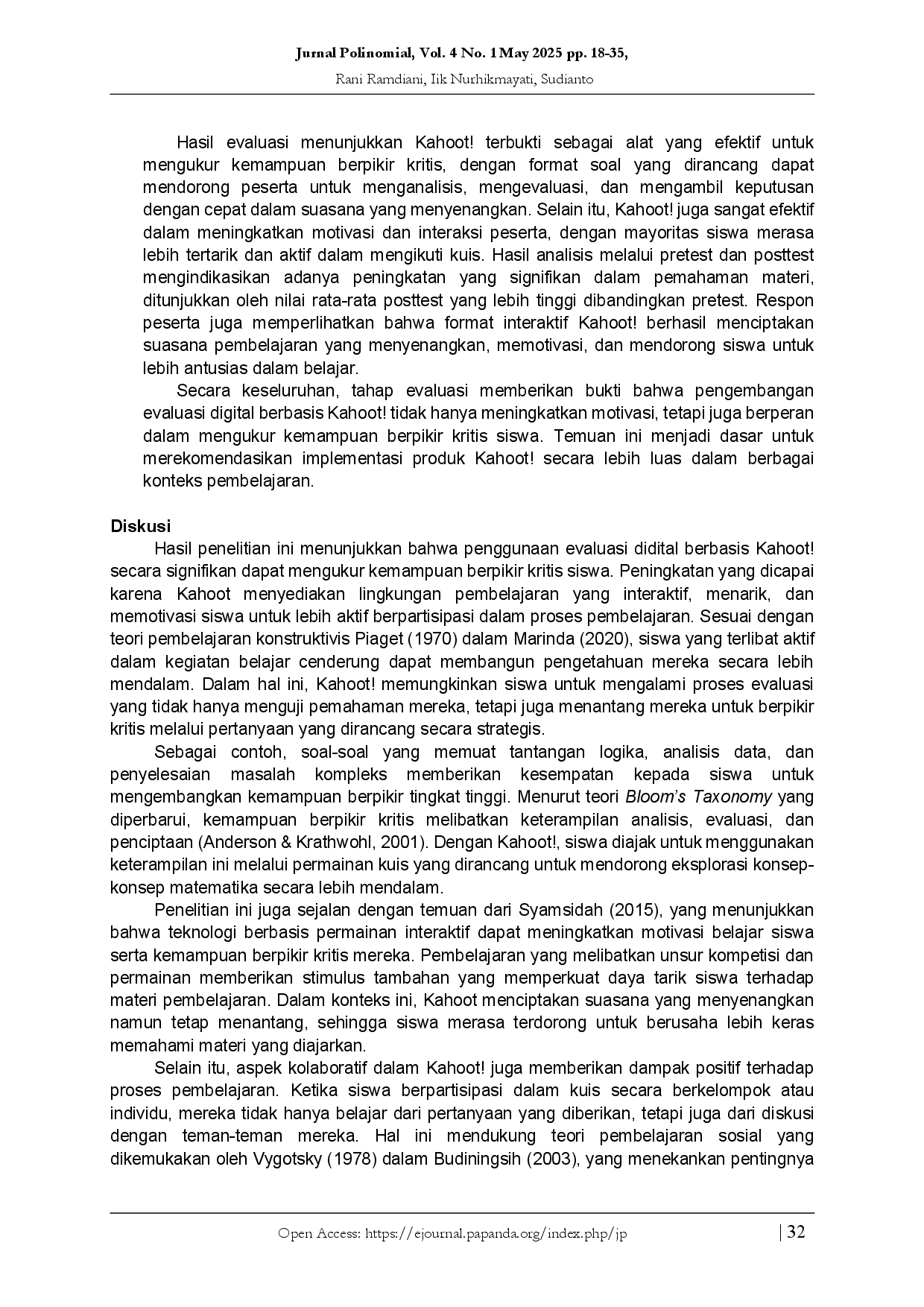 juris Evaluasi Digital Berbasis Kahoot untuk Mengukur Kemampuan Berpikir Kritis dan Meningkatkan Motivasi Belajar