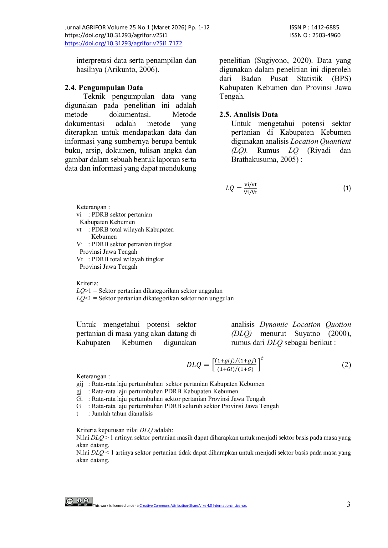 JURIS Analisis Sektor Unggulan Dan Penyerapan Tenaga Kerja Sektor Pertanian Di Kabupaten Kebumen