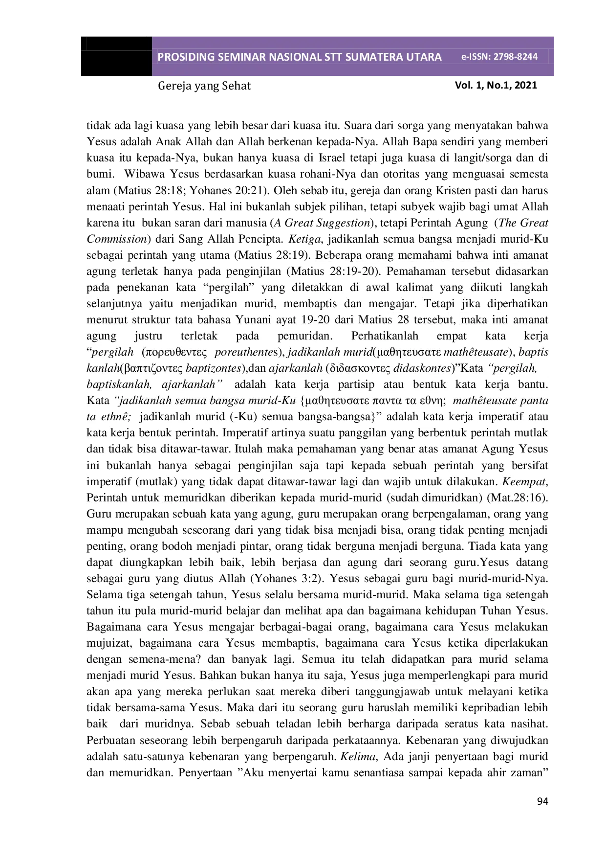 JURIS Gereja yang Sehat Bertumbuh melalui Pemuridan