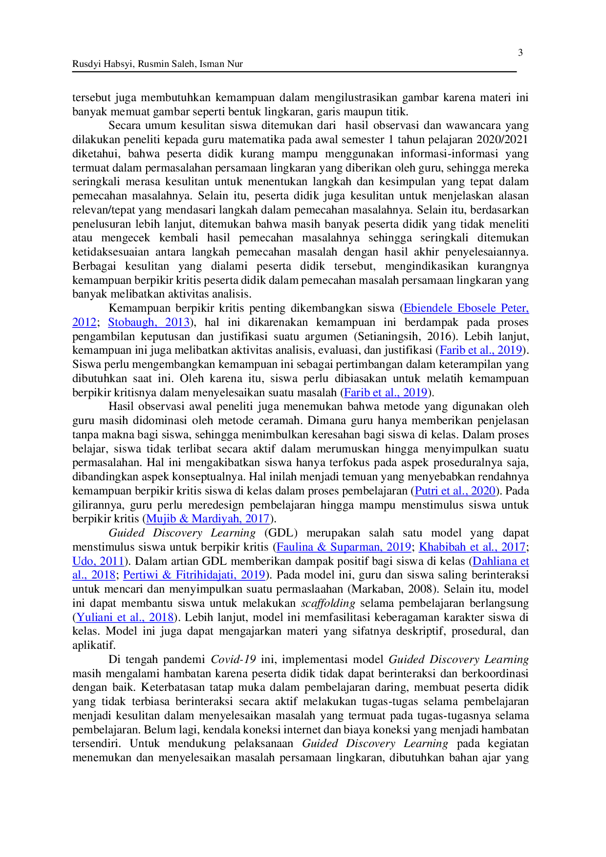 juris Pengembangan E LKPD Berbasis Guided Dicovery Learning untuk Meningkatkan Kemampuan Berpikir Kritis Siswa