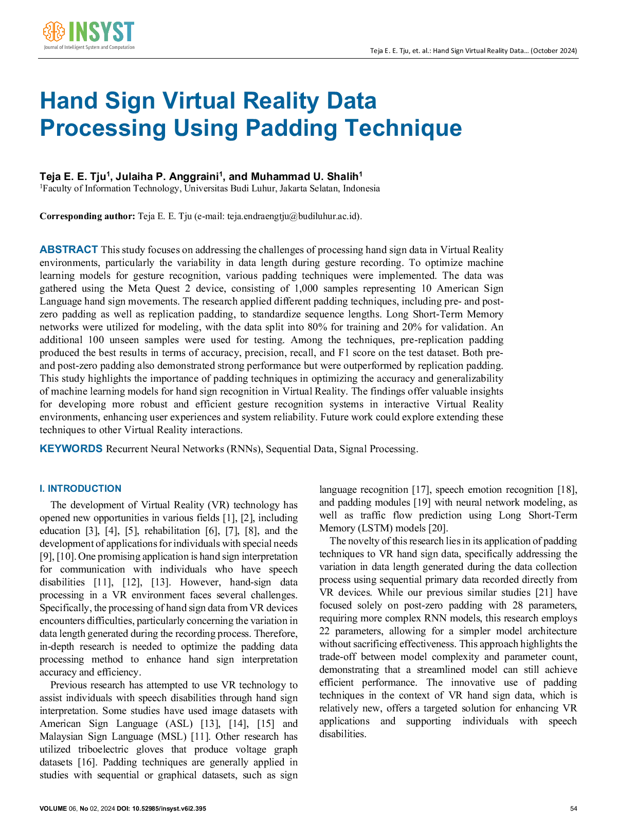 JURIS Hand Sign Virtual Reality Data Processing Using Padding Technique
