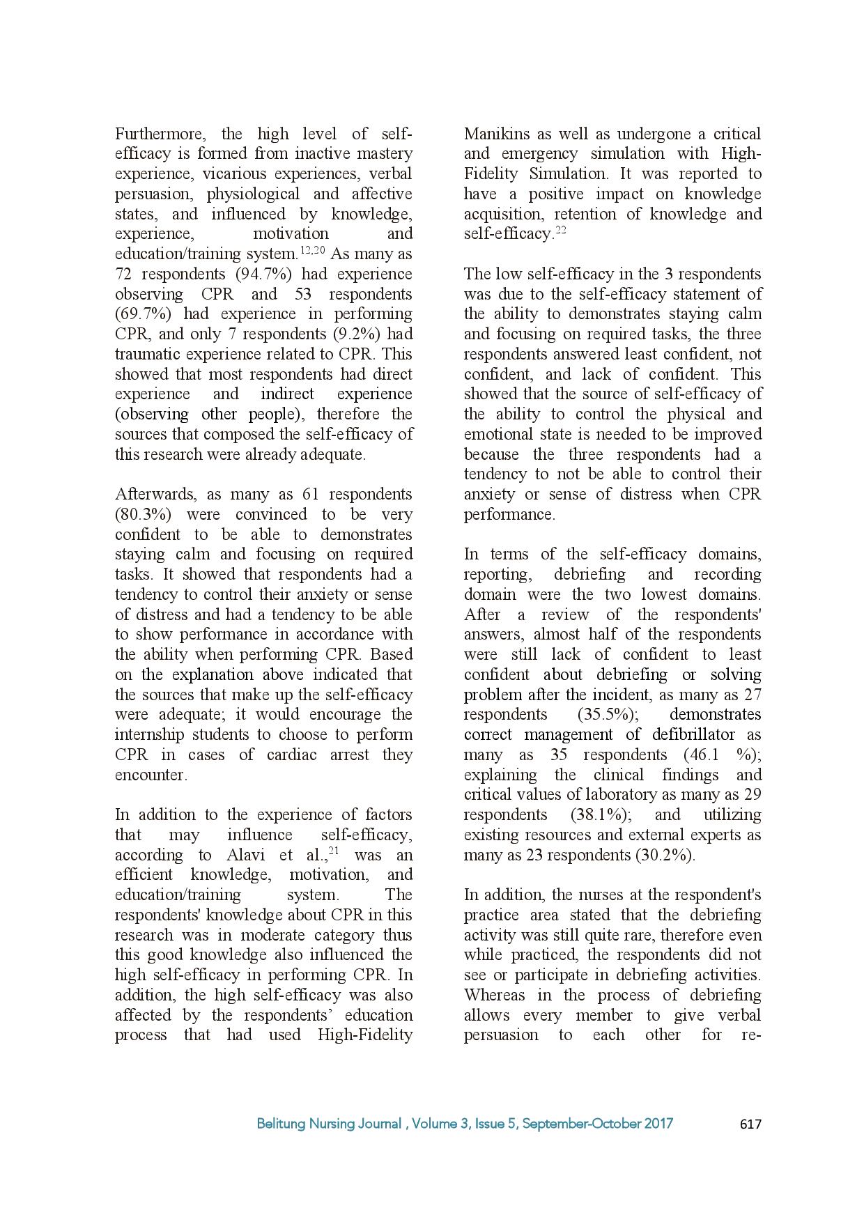 juris How Do Knowledge and Self Efficacy of Internship Nursing Students in Performing Cardiopulmonary Resuscitation