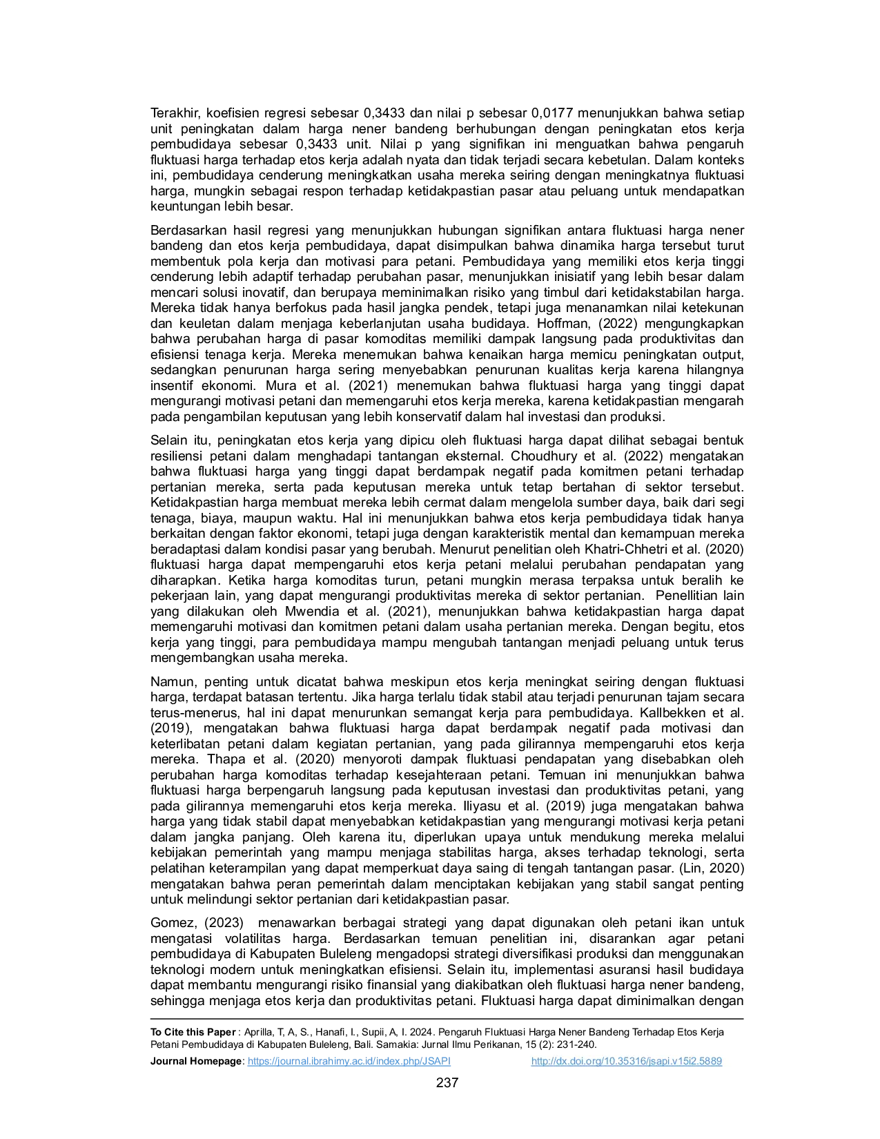 JURIS Pengaruh Fluktuasi Harga Nener Bandeng Terhadap Etos Kerja Petani Pembudidaya di Kabupaten Buleleng Bali
