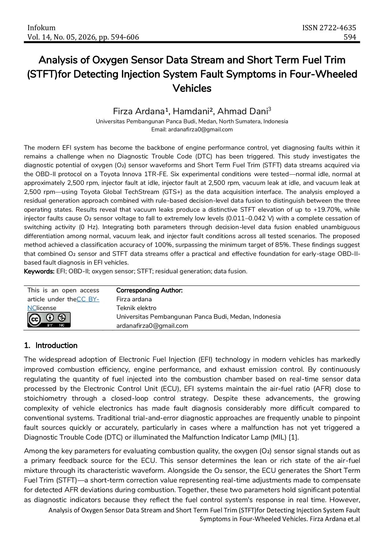 JURIS Analysis of Oxygen Sensor Data Stream and Short Term Fuel Trim STFT for Detecting Injection System Fault Symptoms in Four Wheeled Vehicles