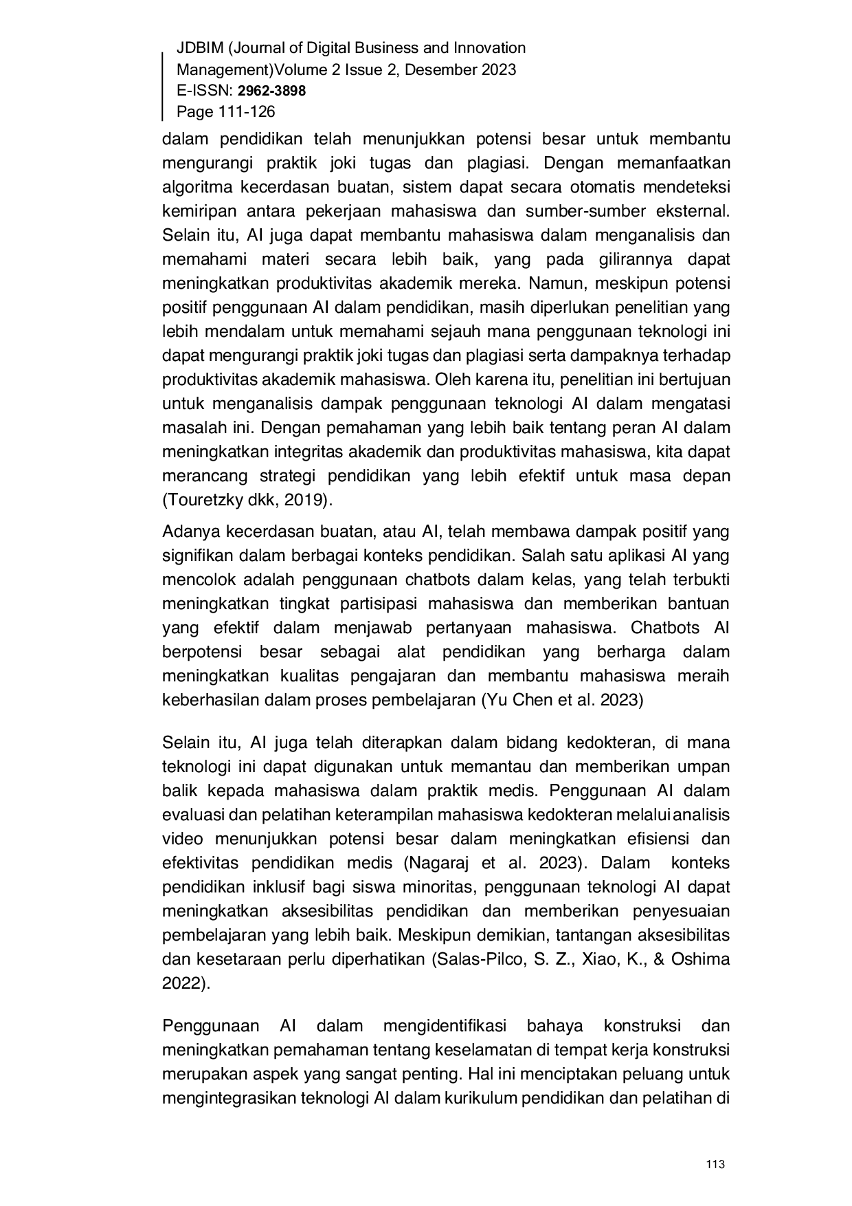 JURIS Analisis Penggunaan Teknologi Artificial Intelligence Terhadap Produktivitas Akademik Mahasiswa