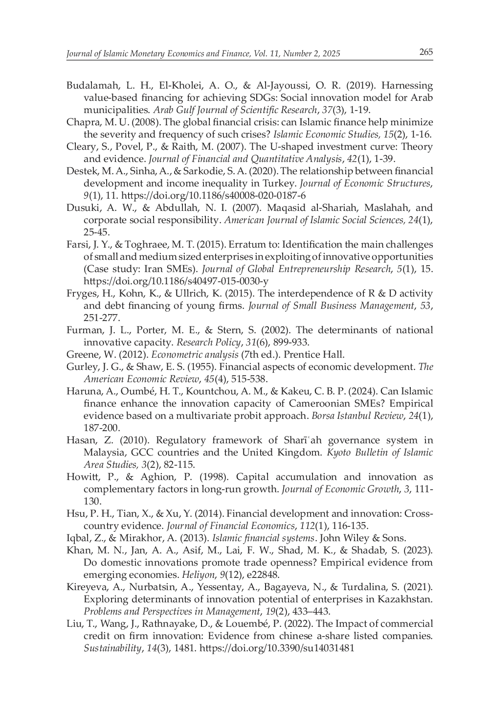 JURIS Innovative Capacity in Muslim Majority Countries Does Islamic Finance Play a Role