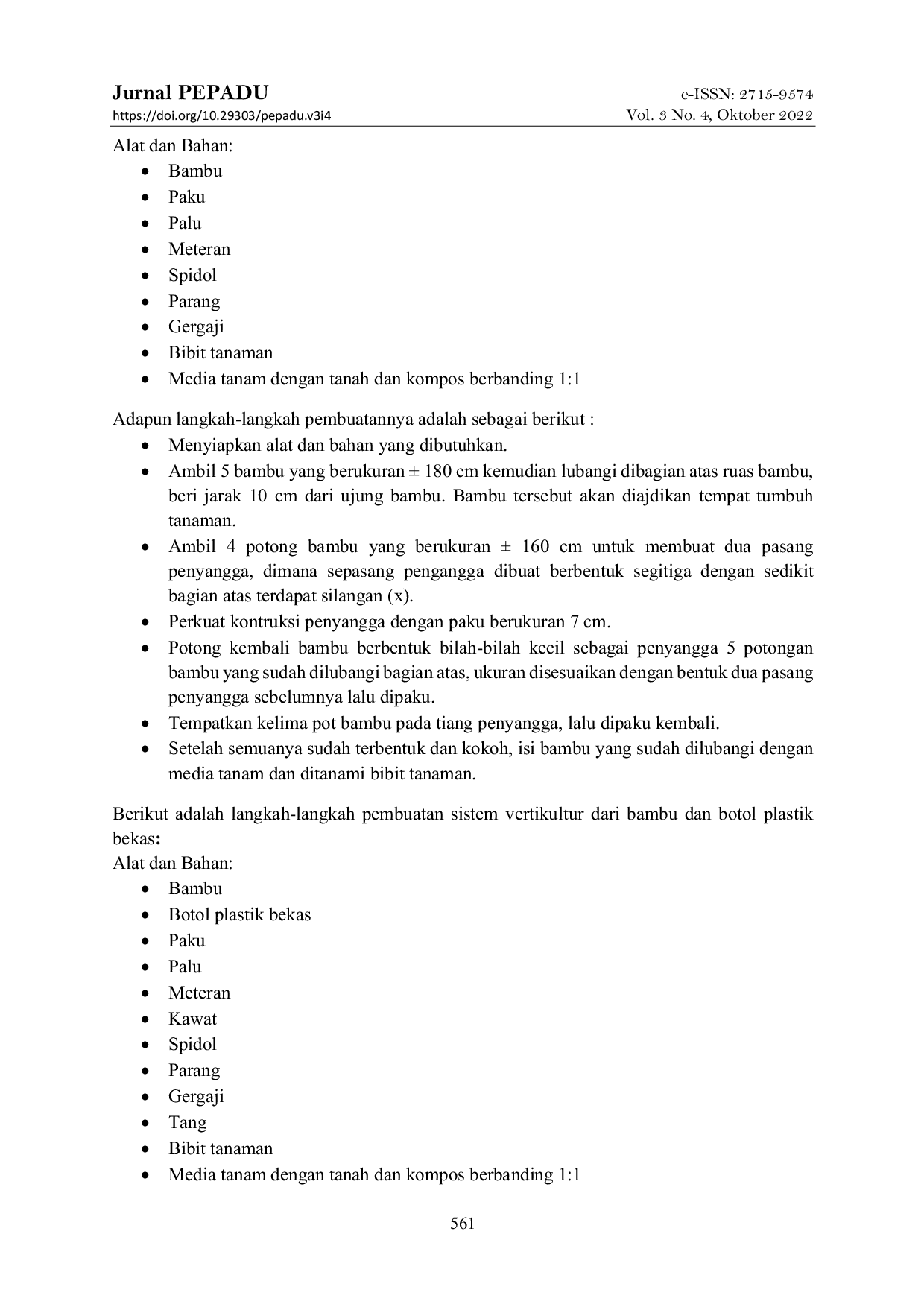 JURIS Pembuatan Vertikultur Dan Pupuk Organik Cair Sebagai Upaya Mendukung Keberlanjutan Program Rumah Pangan Lestari Di Desa Sesait Kabupaten Lombok Utara