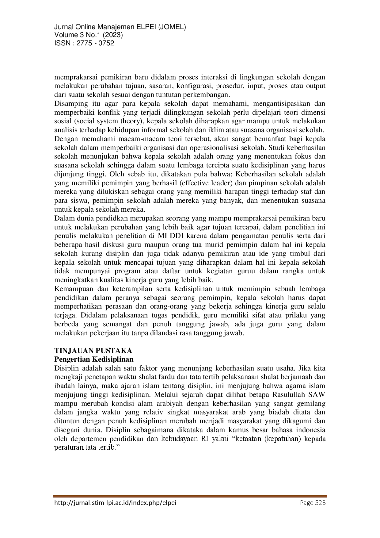 juris Pengaruh Kedisiplinan dan Kompetensi Terhadap Peningkatan Kinerja Guru Pada Madrasah Ibtidaiyah MI DDI Kabupaten Mamasa