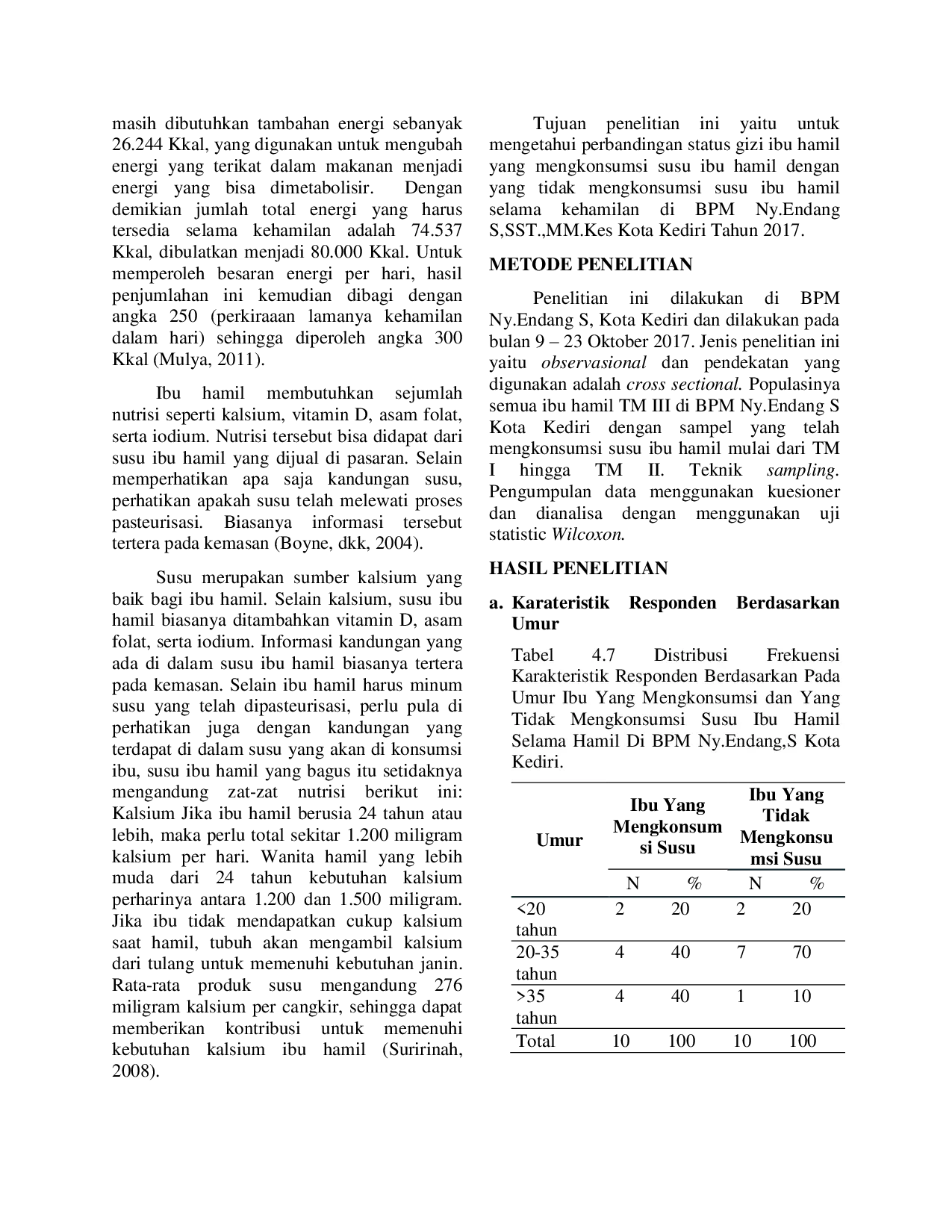 JURIS Analisis Perbandingan Status Gizi Ibu Hamil Yang Mengkonsumsi Susu Ibu Hamil Dan Yang Tidak Mengkonsumsi Susu Ibu Hamil Selama Kehamilan Di Bpm Ny Endang S Kota Kediri