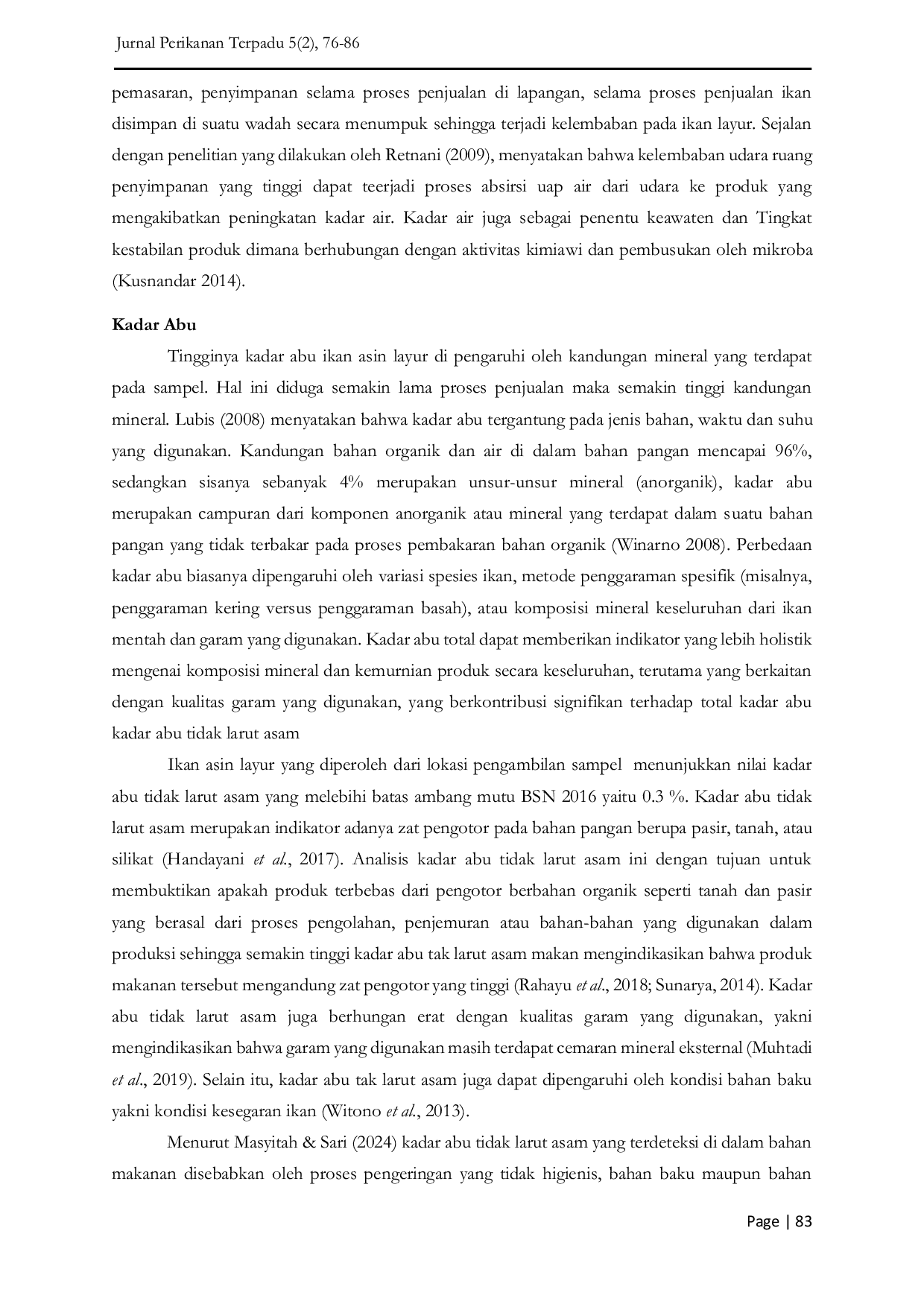 JURIS Quality Characteristics of Salted Layur Fish Trichiurus sp Case Study Johan Pahlawan West Aceh