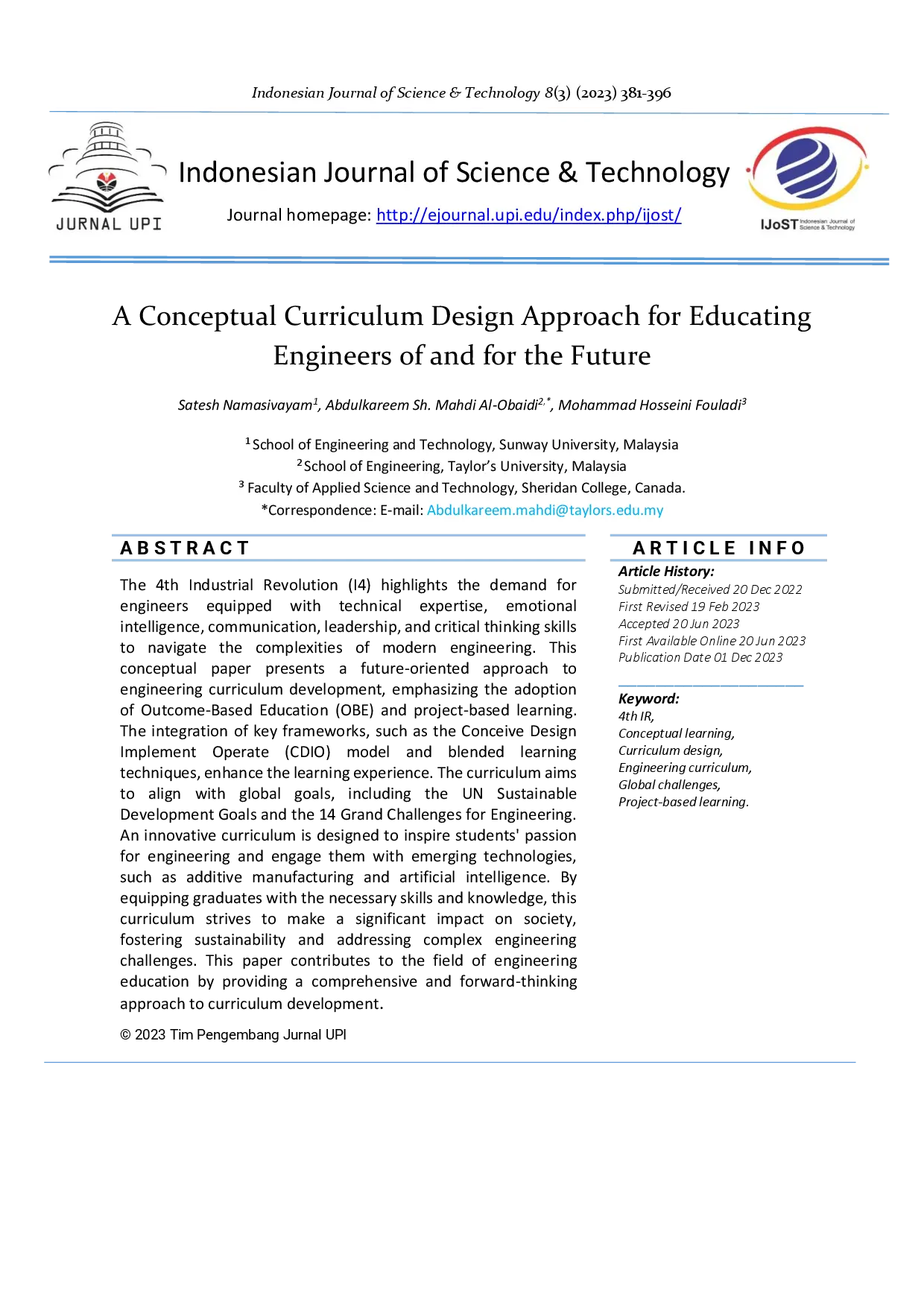juris A Conceptual Curriculum Design Approach for Educating Engineers of and for the Future
