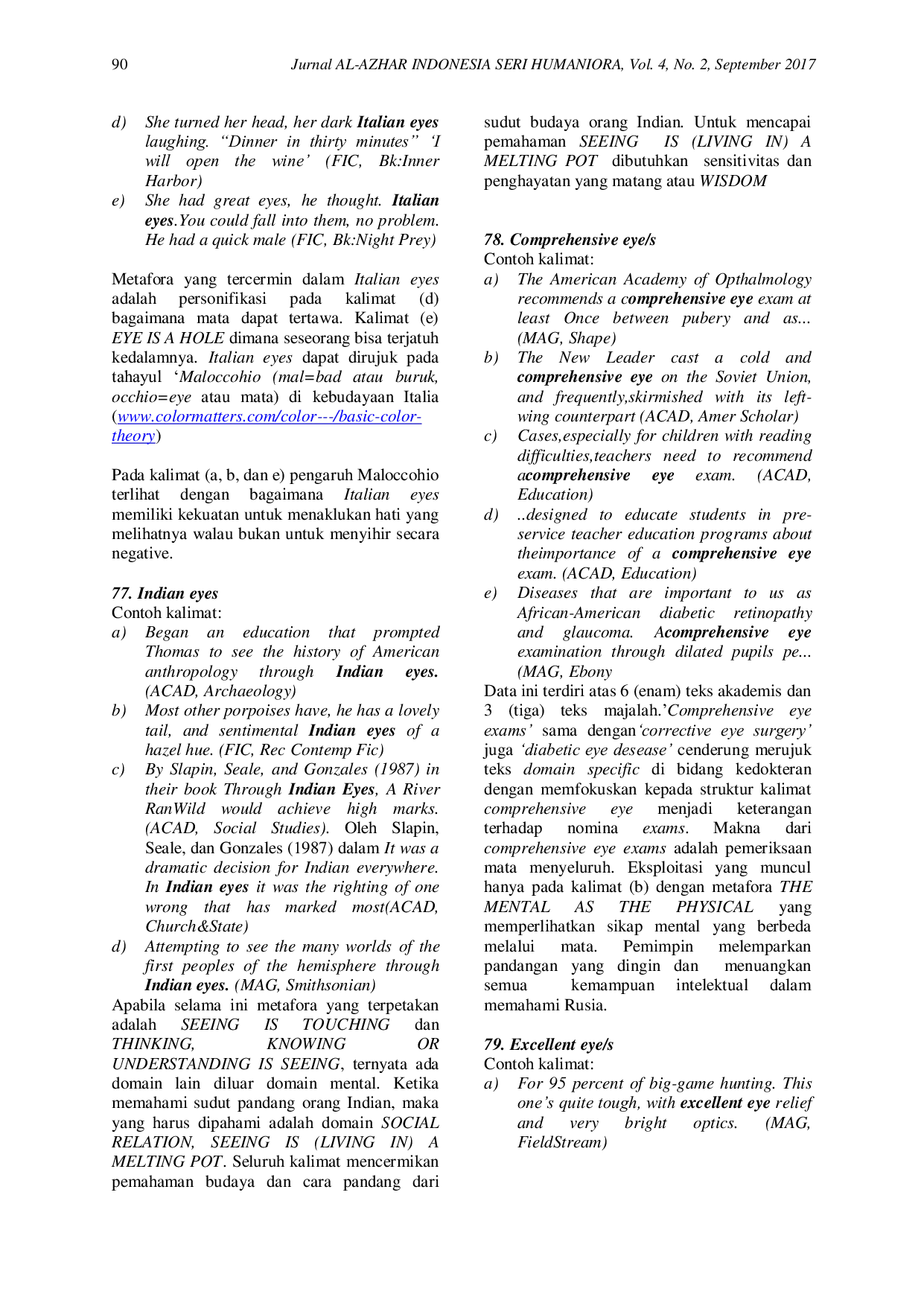 JURIS Metonimia dan Metafora dalam Norma dan Eksploitasi Tipe Semantis Adjektiva Value Frasa Nomina Eye pada Coca