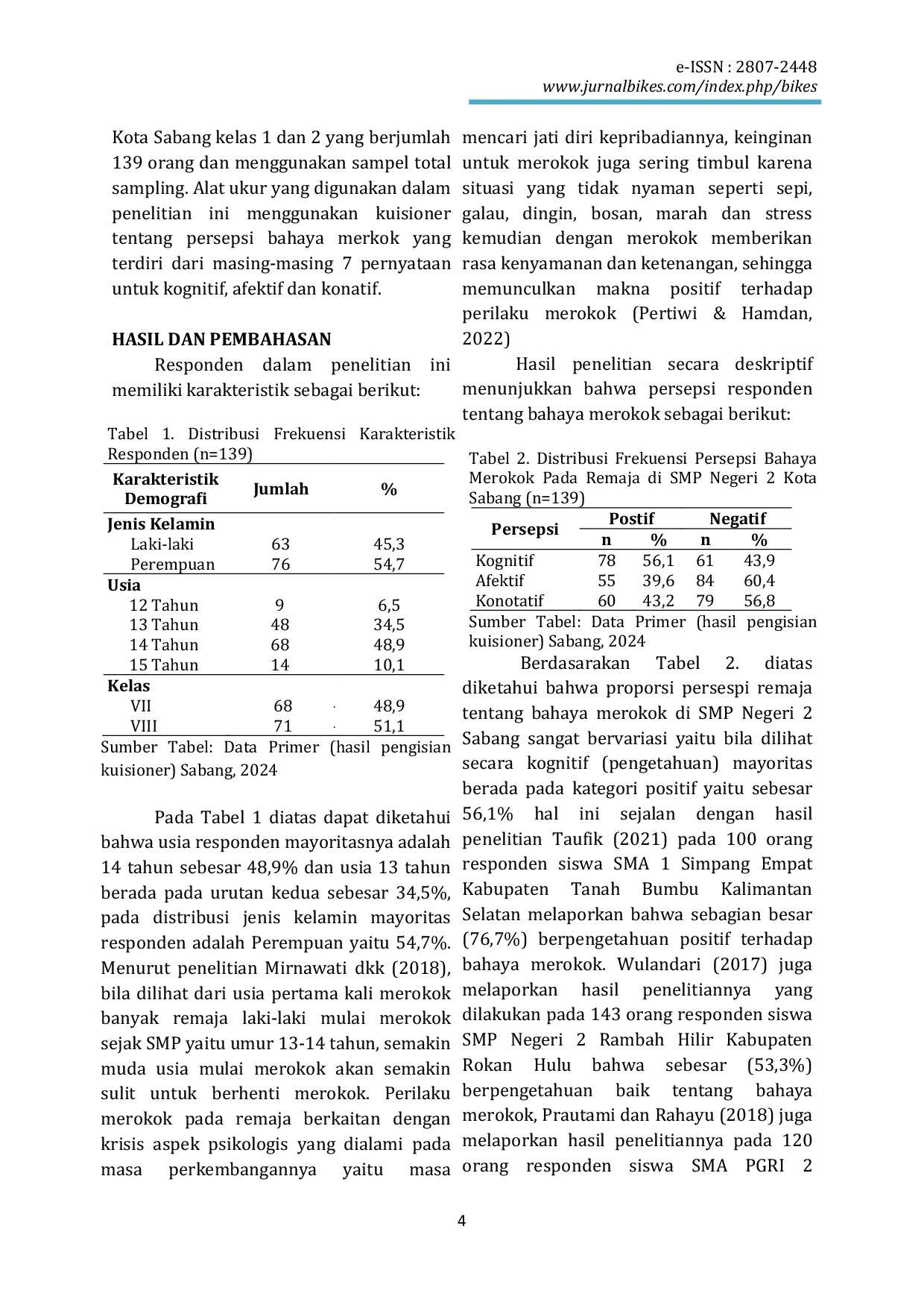 JURIS Persepsi Bahaya Merokok Pada Remaja Di SMP Negeri 2 Kota Sabang