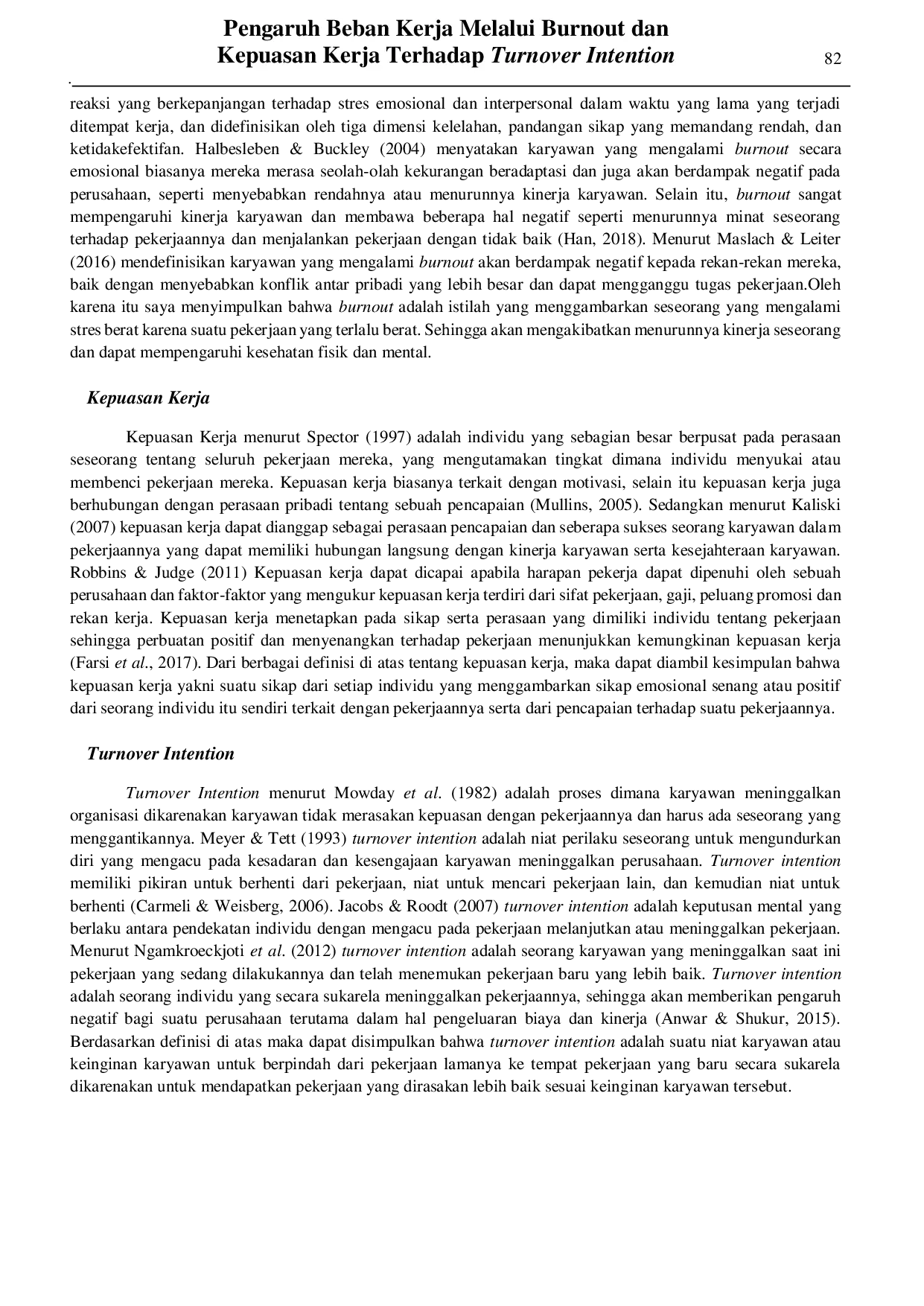 juris Pengaruh Beban Kerja Melalui Burnout dan Kepuasan Kerja Terhadap Turnover Intention