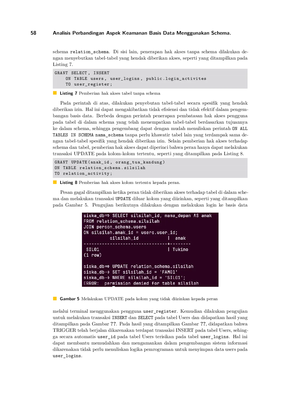 JURIS Analisis Perbandingan Aspek Keamanan Basis Data Menggunakan Skema dan Tanpa Skema di PostgreSQL