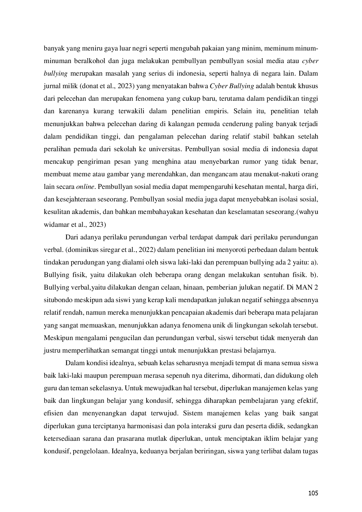 juris Analisis Tindak Perundungan Verbal Pada Proses Pembelajaran Dampak Pada Motivasi dan Prestasi Belajar Siswi Kelas X Studi Kasus di Madrash Aliyah Negeri 2 Situbondo