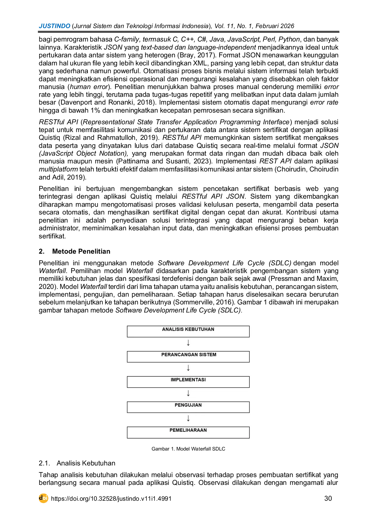 JURIS Certificate Printing System Integrated with RESTful API JSON on Quistiq Application