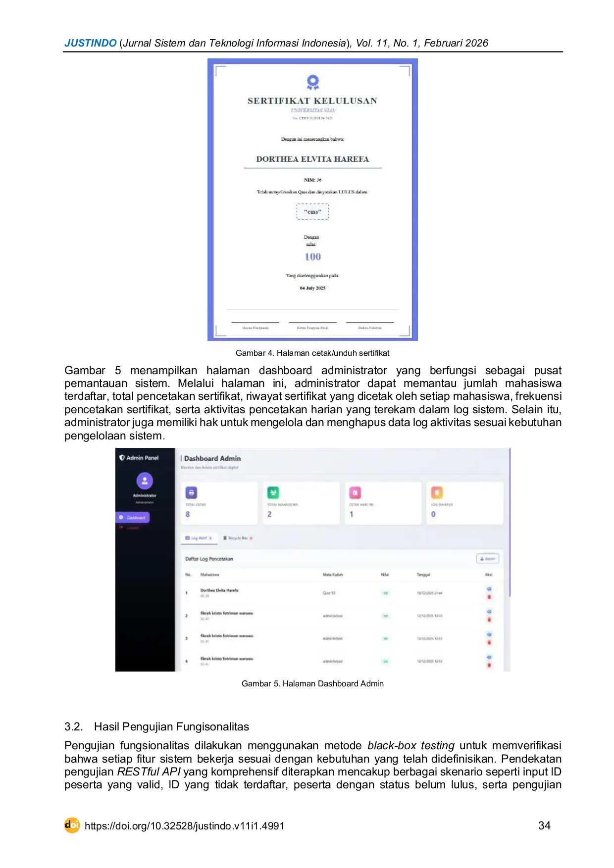 JURIS Certificate Printing System Integrated with RESTful API JSON on Quistiq Application