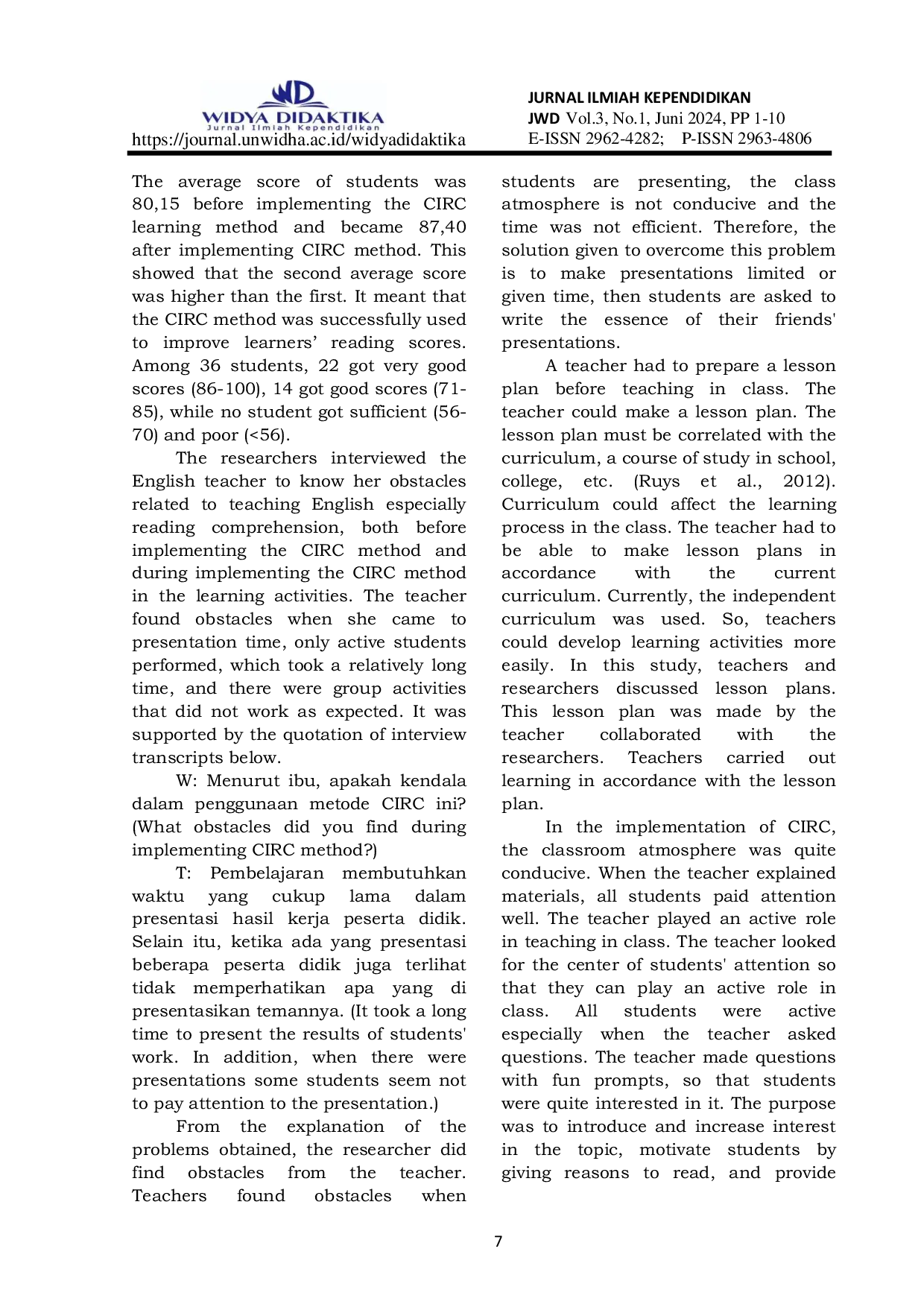 JURIS IMPLEMENTATION OF COOPERATIVE INTEGRATED READING AND COMPOSITION CIRC LEARNING MODEL ON TEACHING AND LEARNING READING