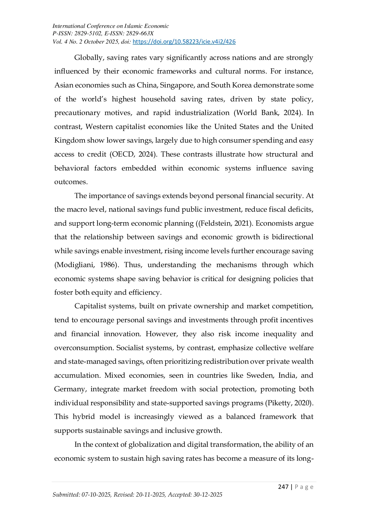 JURIS The Best Economic System for Saving A Global Perspective
