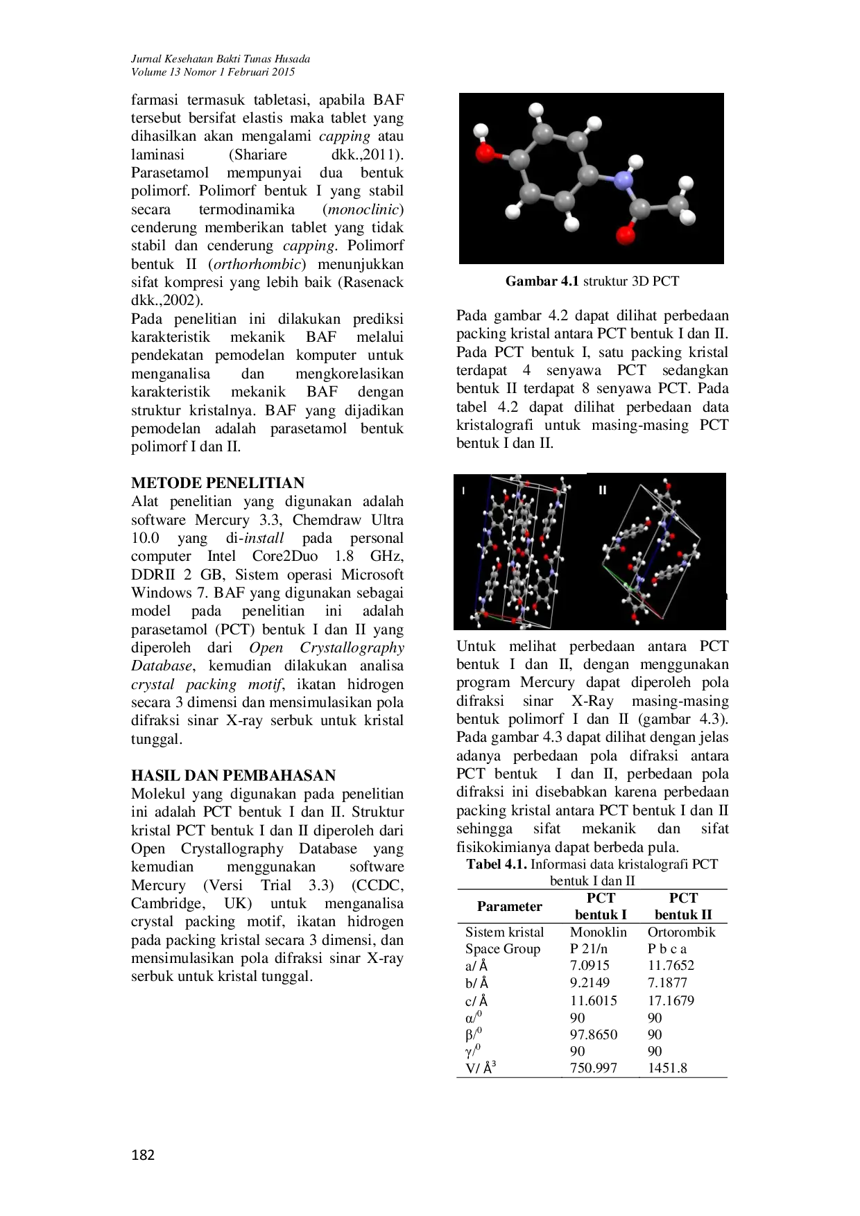 JURIS Identifikasi Sifat Mekanik Polimorf Parasetamol Dengan Menggunakan Software Mercury 3 3