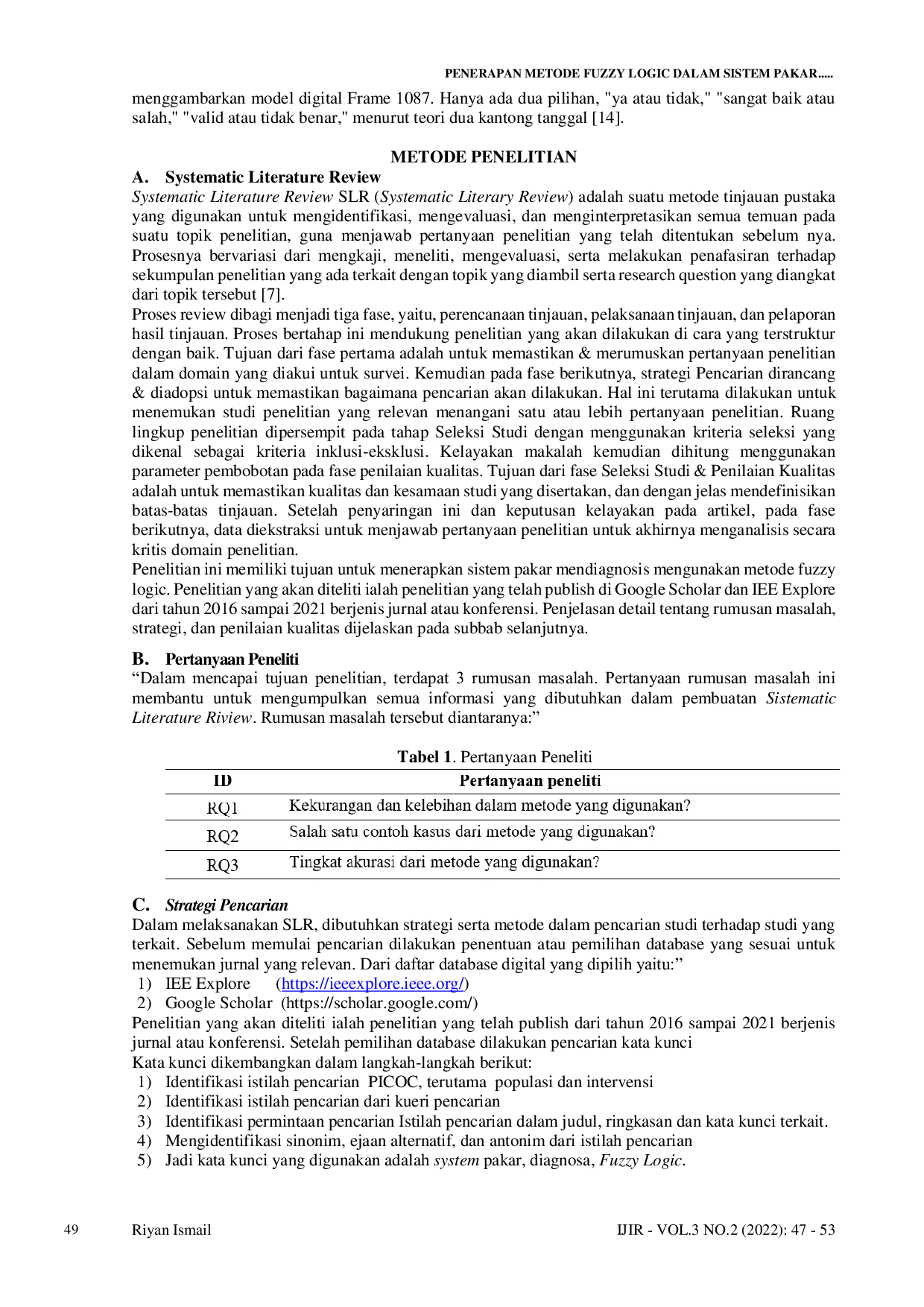 JURIS Penerapan Metode Fuzzy Logic dalam Sistem Pakar