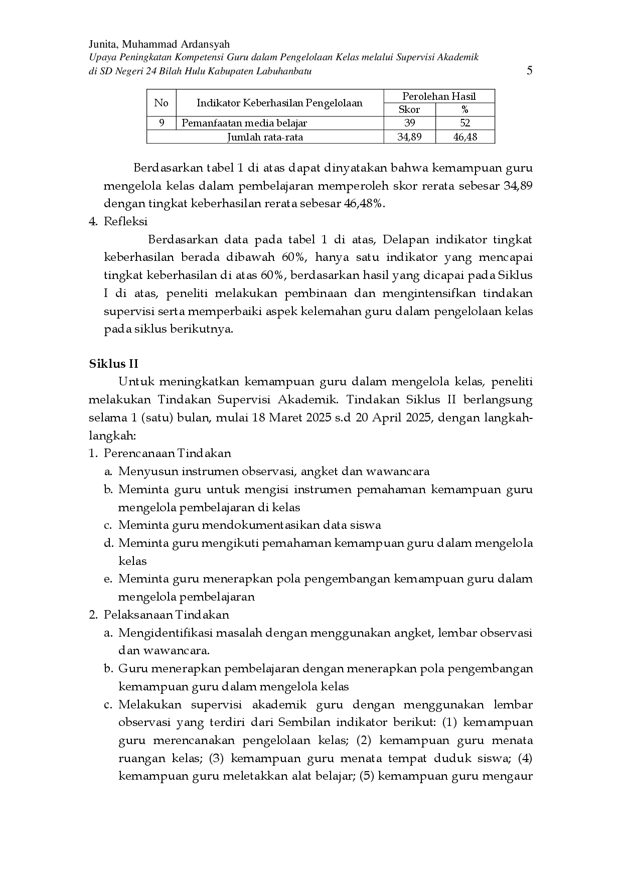 juris Upaya Peningkatan Kompetensi Guru Dalam Pengelolaan Kelas Melalui Supervisi Akademik Di Sd Negeri 24 Bilah Hulu Kabupaten Labuhanbatu