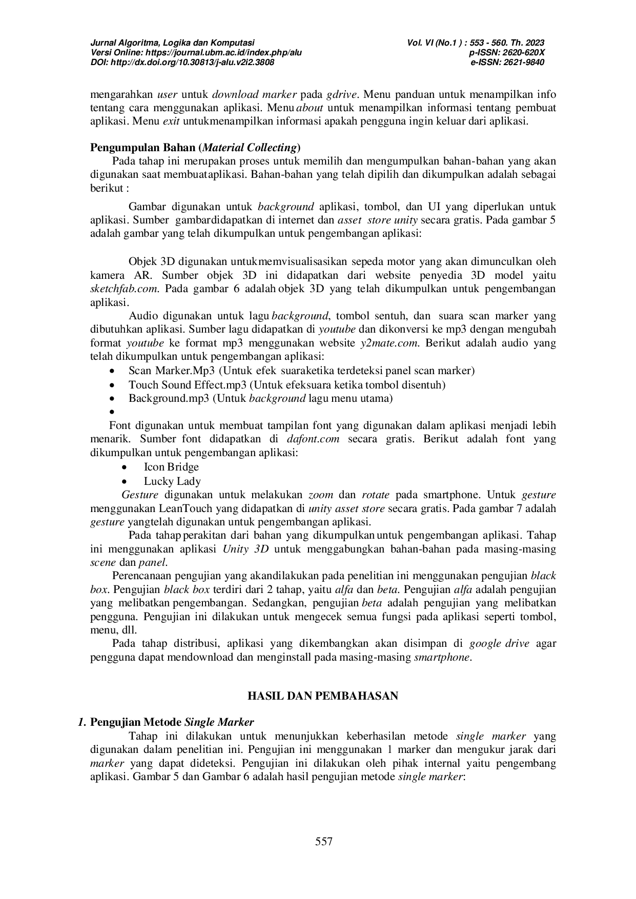 JURIS Penerapan Teknologi Augmented Reality dalam Penjualan Sepeda Motor Studi Kasus Danish Motor