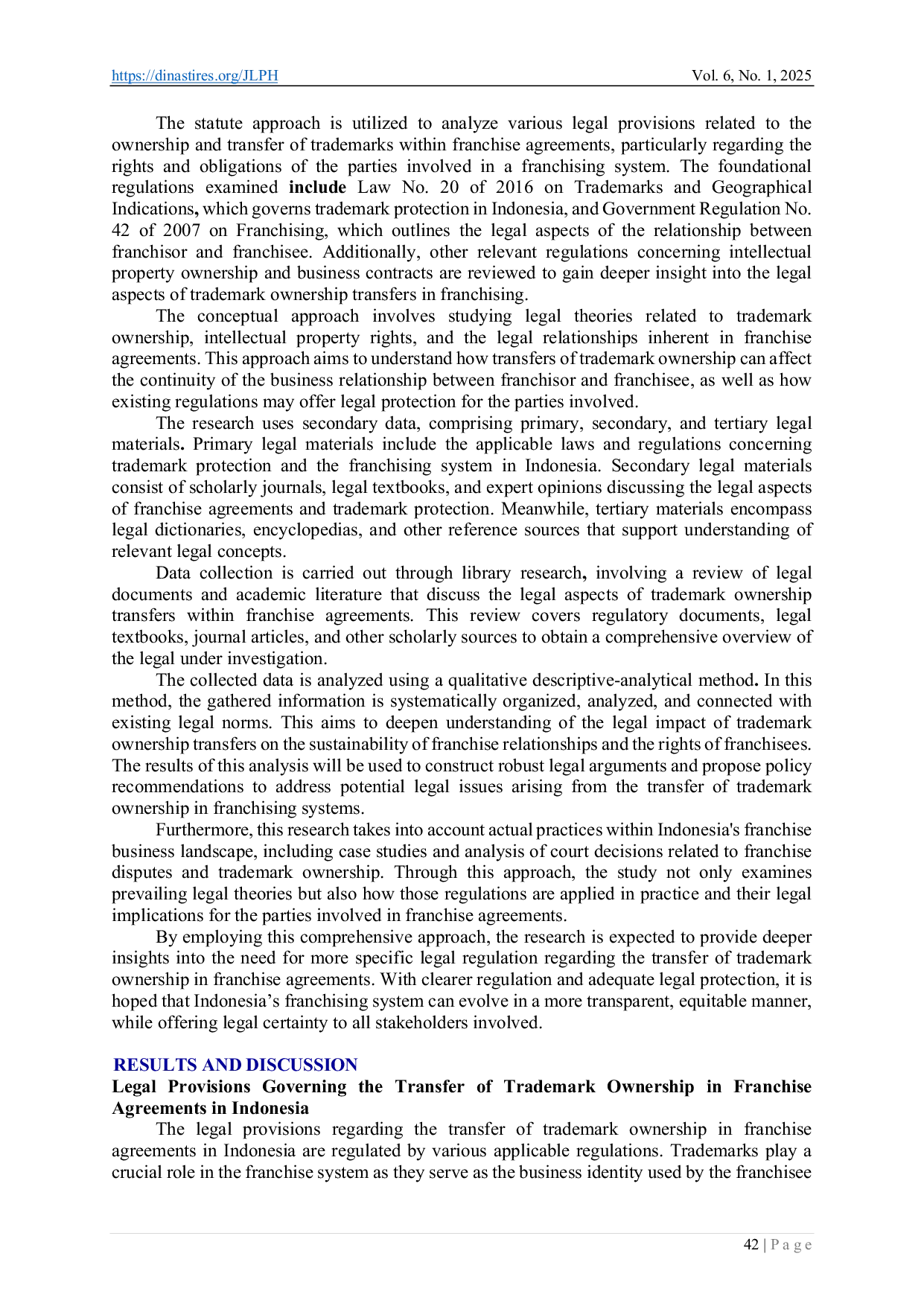 JURIS Legal Implications of the Assignment of Trademark Ownership in Franchise Agreements