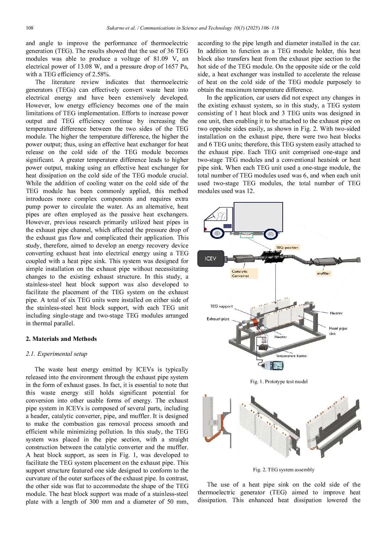 JURIS Experimental investigation of a thermoelectric generator assisted with heat pipe sinks for pickup car exhaust waste heat recovery
