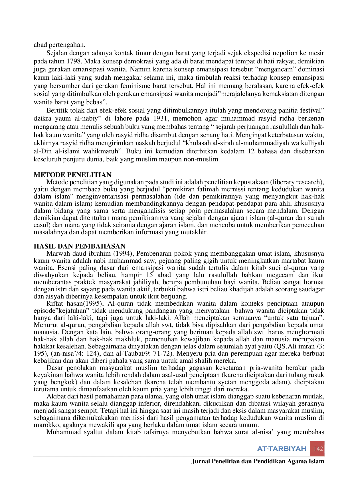 JURIS Perspectives on the Position of Women in Islam and the Social Role of Women in Islam