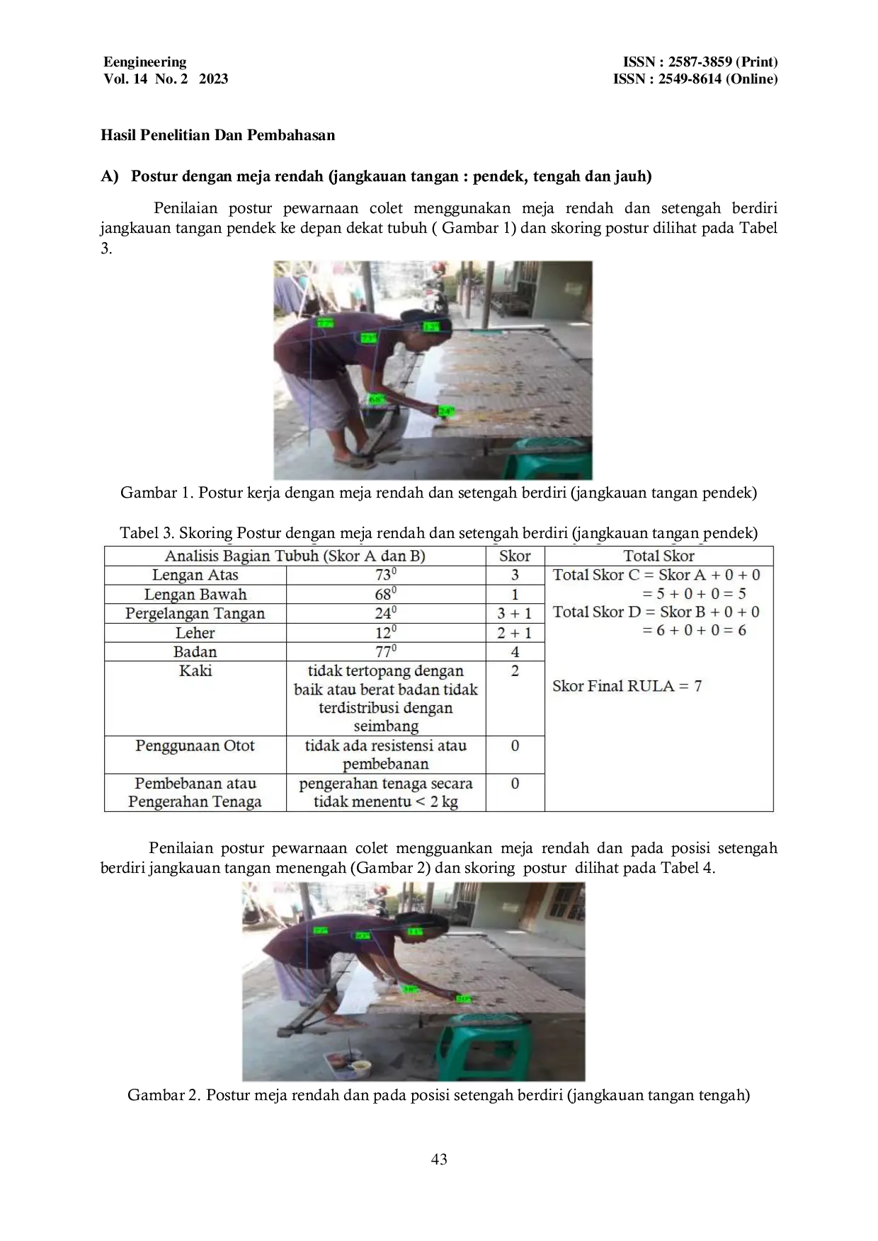 JURIS Kombinasi Postur Kerja pada Pewarnaan Batik Colet dengan Analisa Rula Rapid Upper Limb Assessment