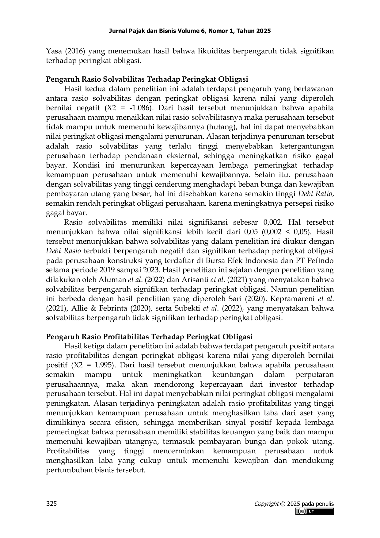 JURIS Pengaruh Rasio Likuiditas Solvabilitas Dan Profitabilitas Terhadap Peringkat Obligasi Pada Jasa Sektor Konstruksi Yang Terdaftar Di Bursa Efek Indonesia Tahun 2019 2023