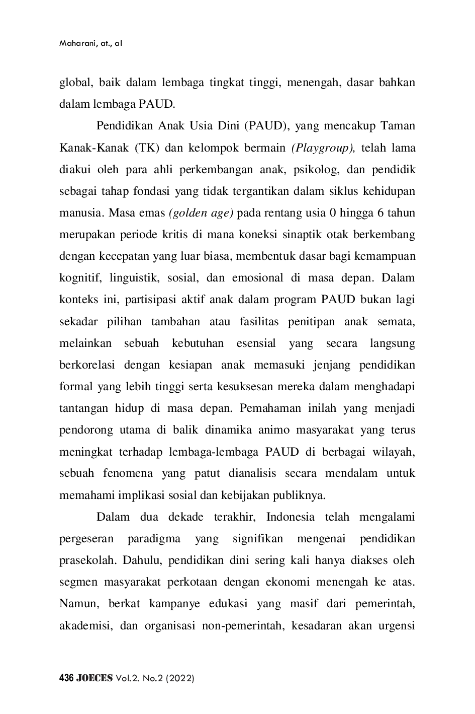 JURIS Strategi Pemasaran Lembaga PAUD Islam dalam Meningkatkan Animo Masyarakat