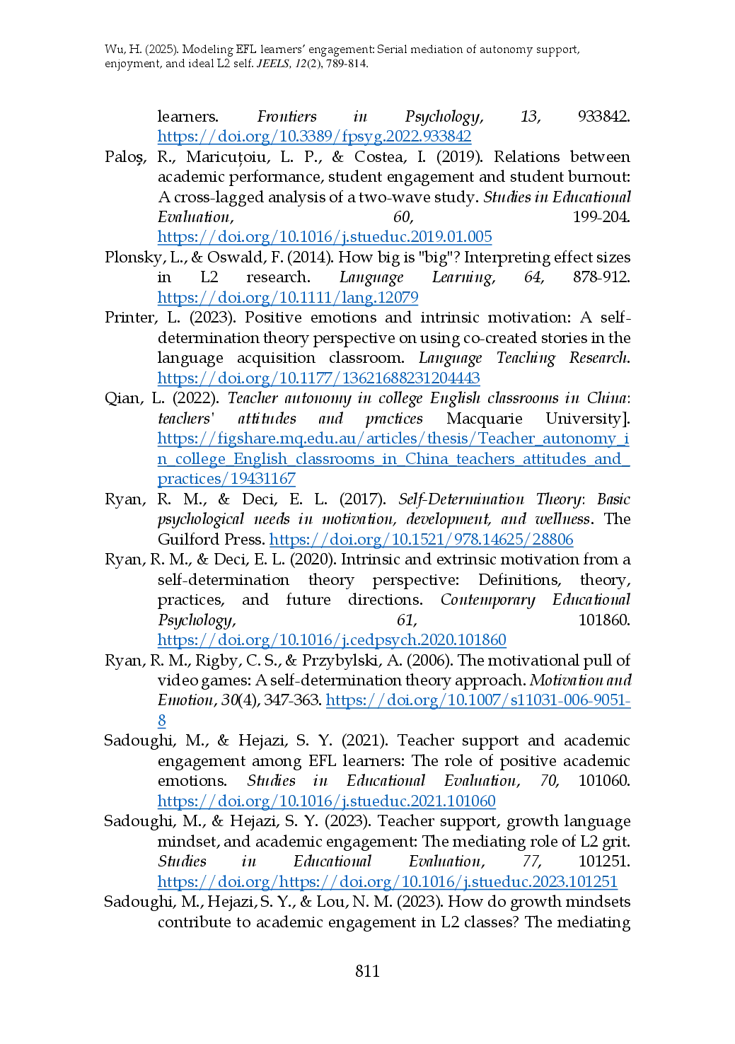 juris Modeling EFL Learners Engagement Serial Mediation of Autonomy Support Enjoyment and Ideal L2 Self